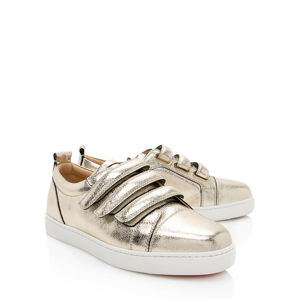 Christian Louboutin Metallic Leather Kiddo Donna Sneakers - 7.5 / 37.5 (SHF-18728)