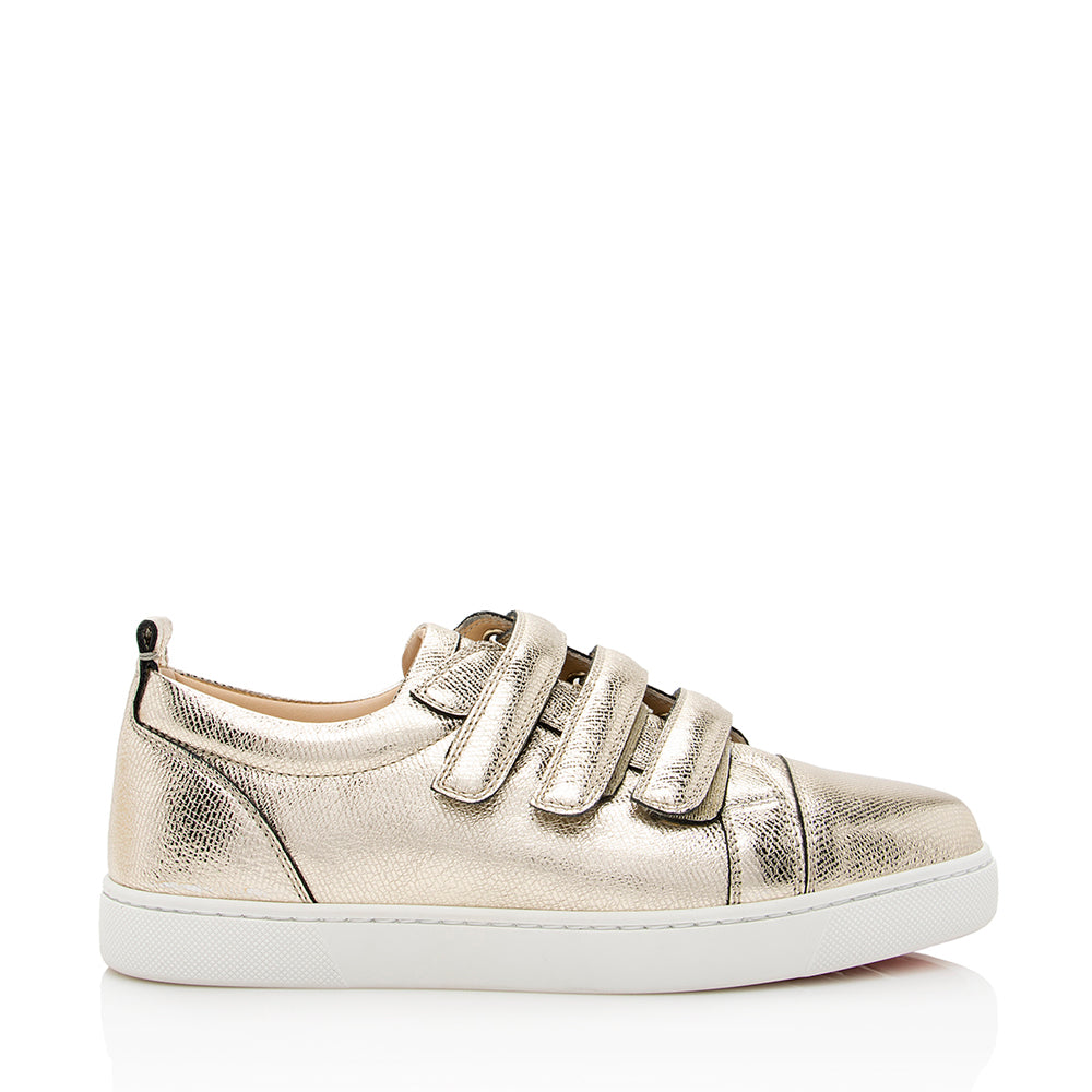 Christian Louboutin Metallic Leather Kiddo Donna Sneakers - 7.5 / 37.5 (SHF-18728)