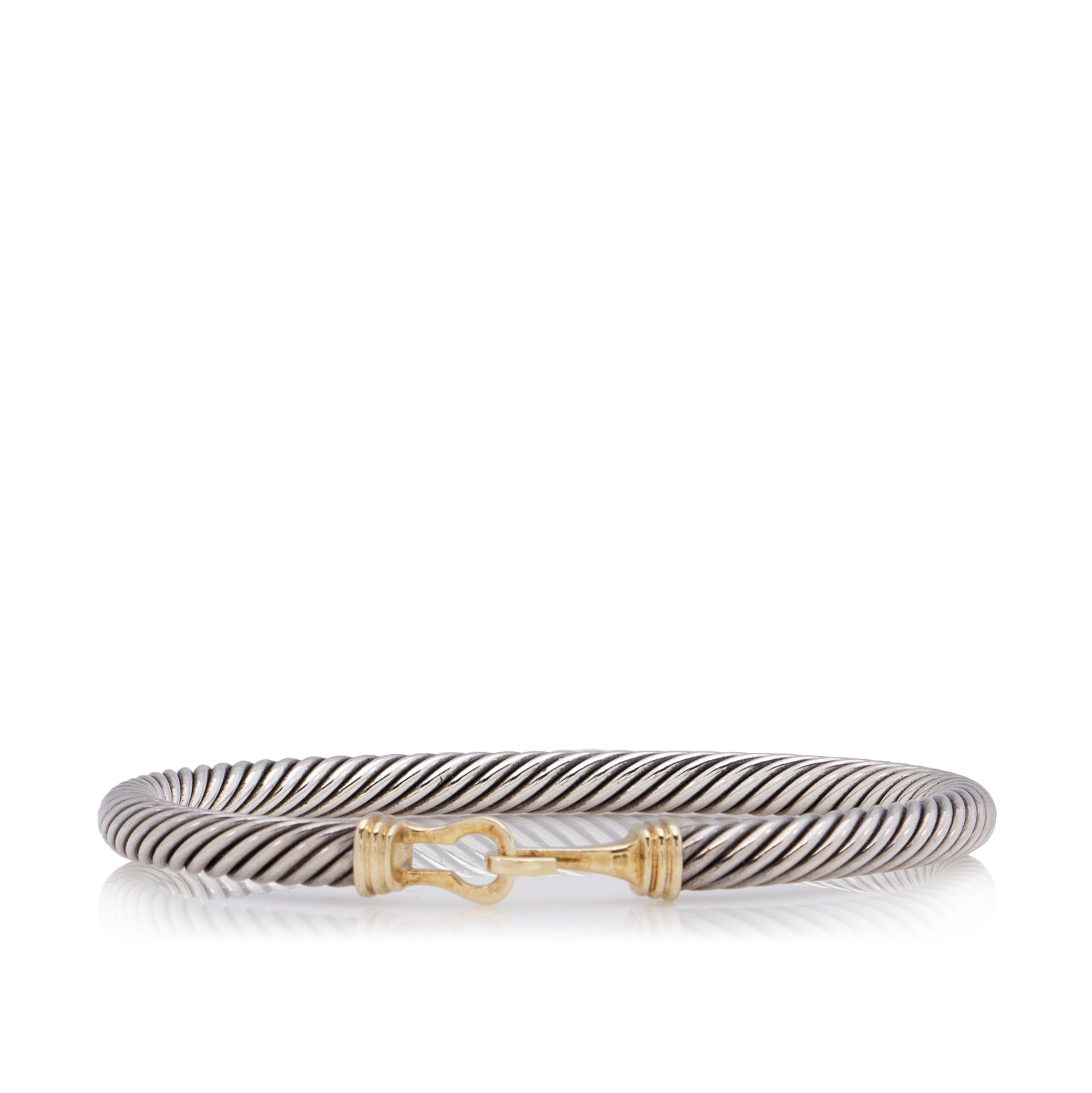 David Yurman 14k Yellow Gold Sterling Silver Cable Buckle 5mm Bracelet (SHF-23240)