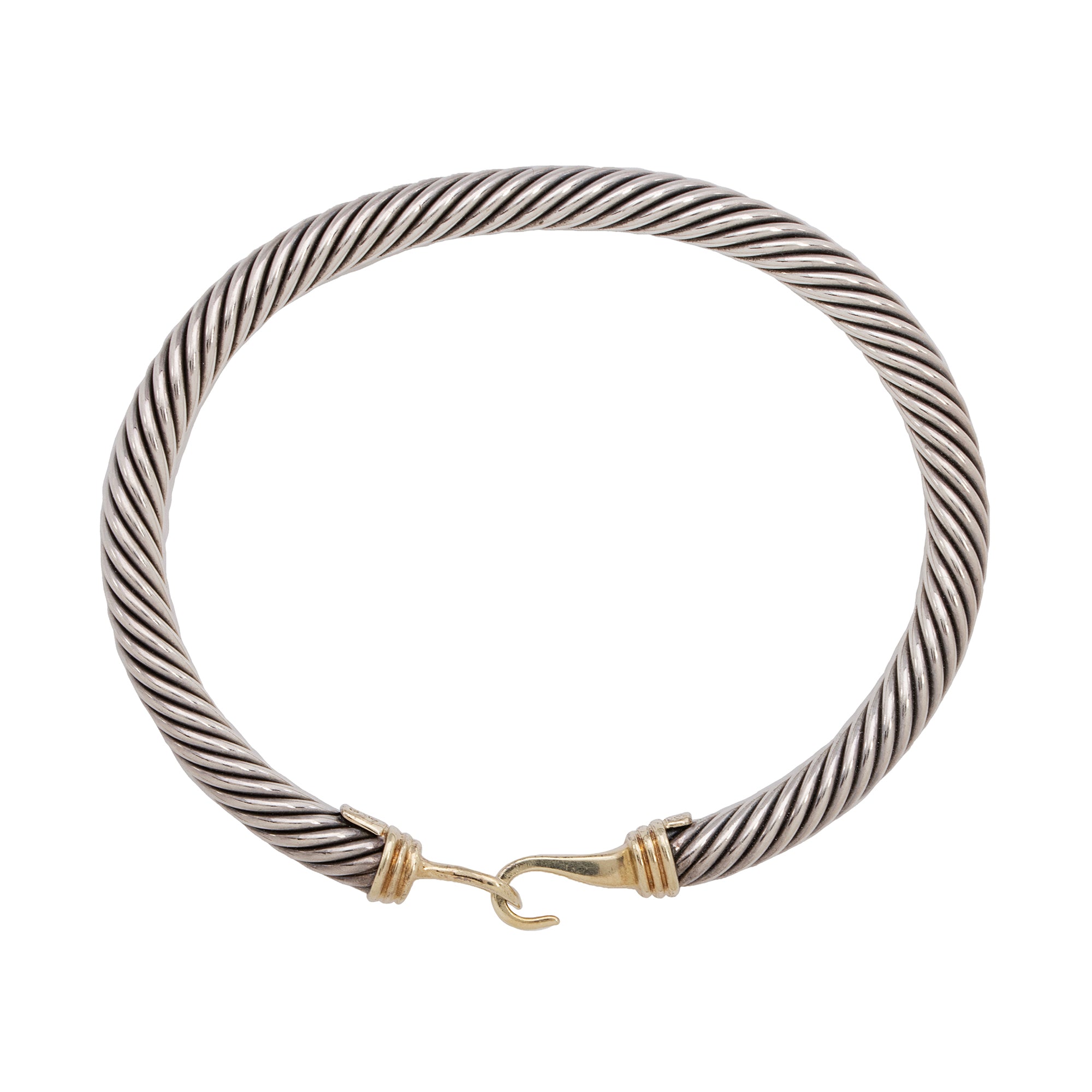 David Yurman 14k Yellow Gold Sterling Silver Cable Buckle 5mm Bracelet (SHF-23240)