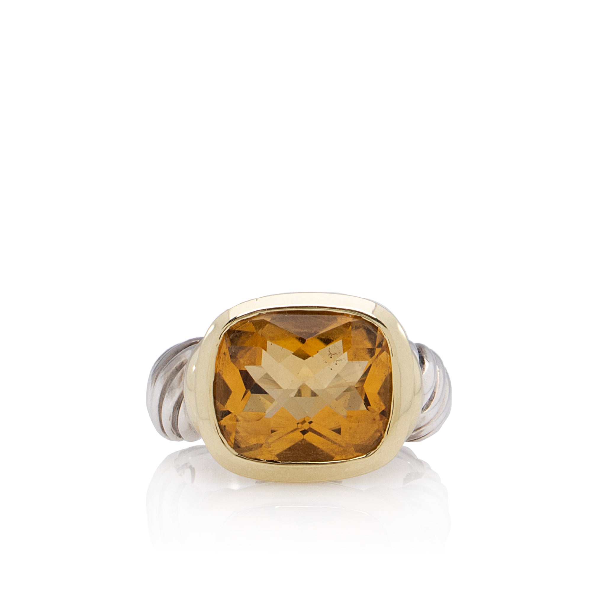 David Yurman 14k Yellow Gold Sterling Silver Citrine Noblesse Ring - Size 9 1/2 (SHF-23185)