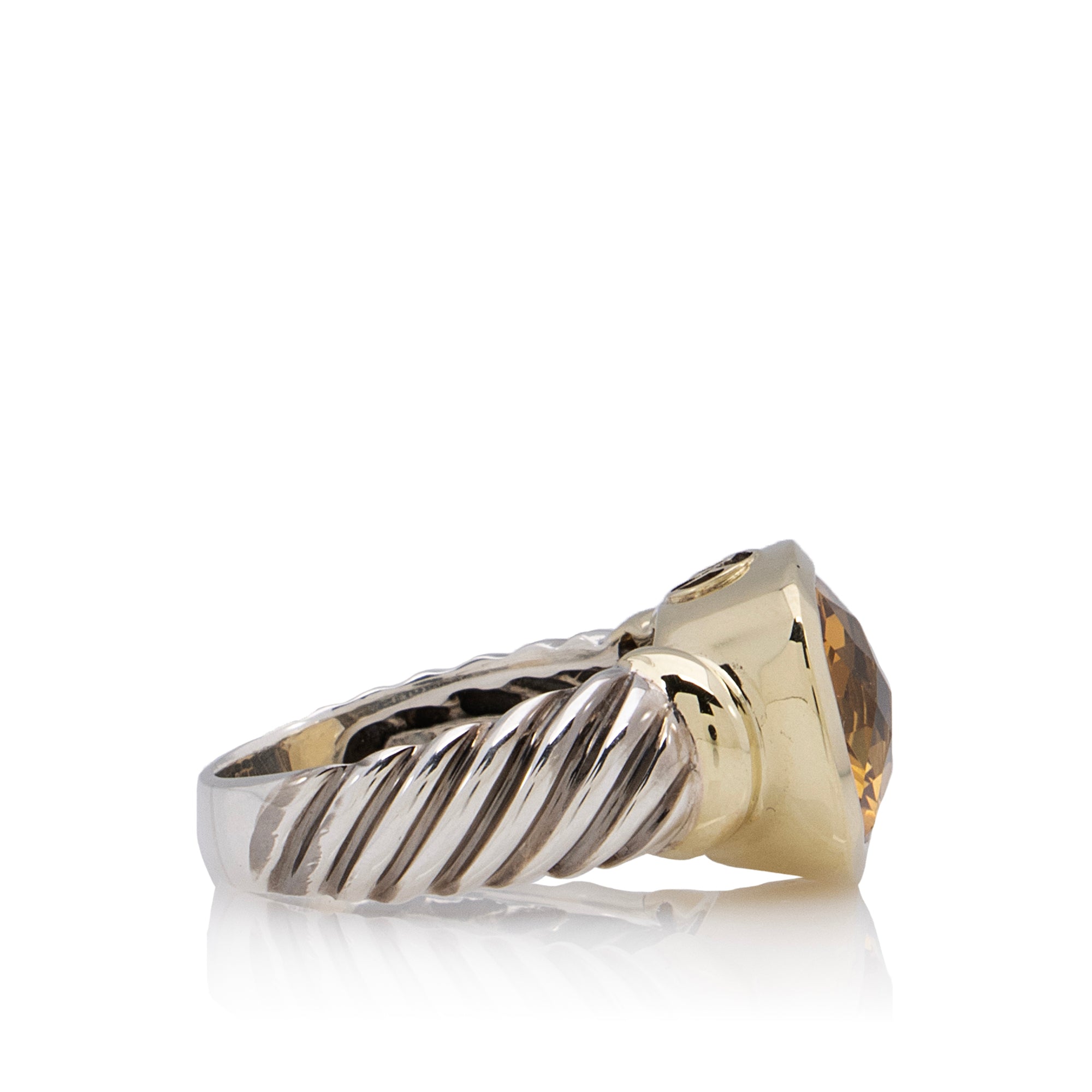 David Yurman 14k Yellow Gold Sterling Silver Citrine Noblesse Ring - Size 9 1/2 (SHF-23185)