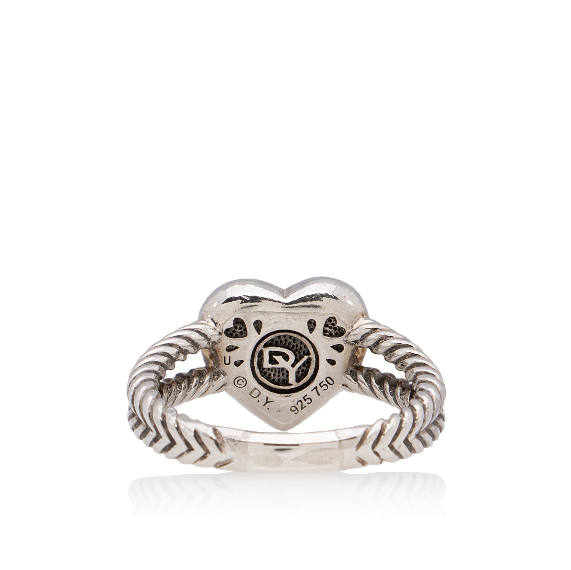 David Yurman 18k Yellow Gold Sterling Silver Cable Heart Ring - Size 9 1/2 (SHF-23184)