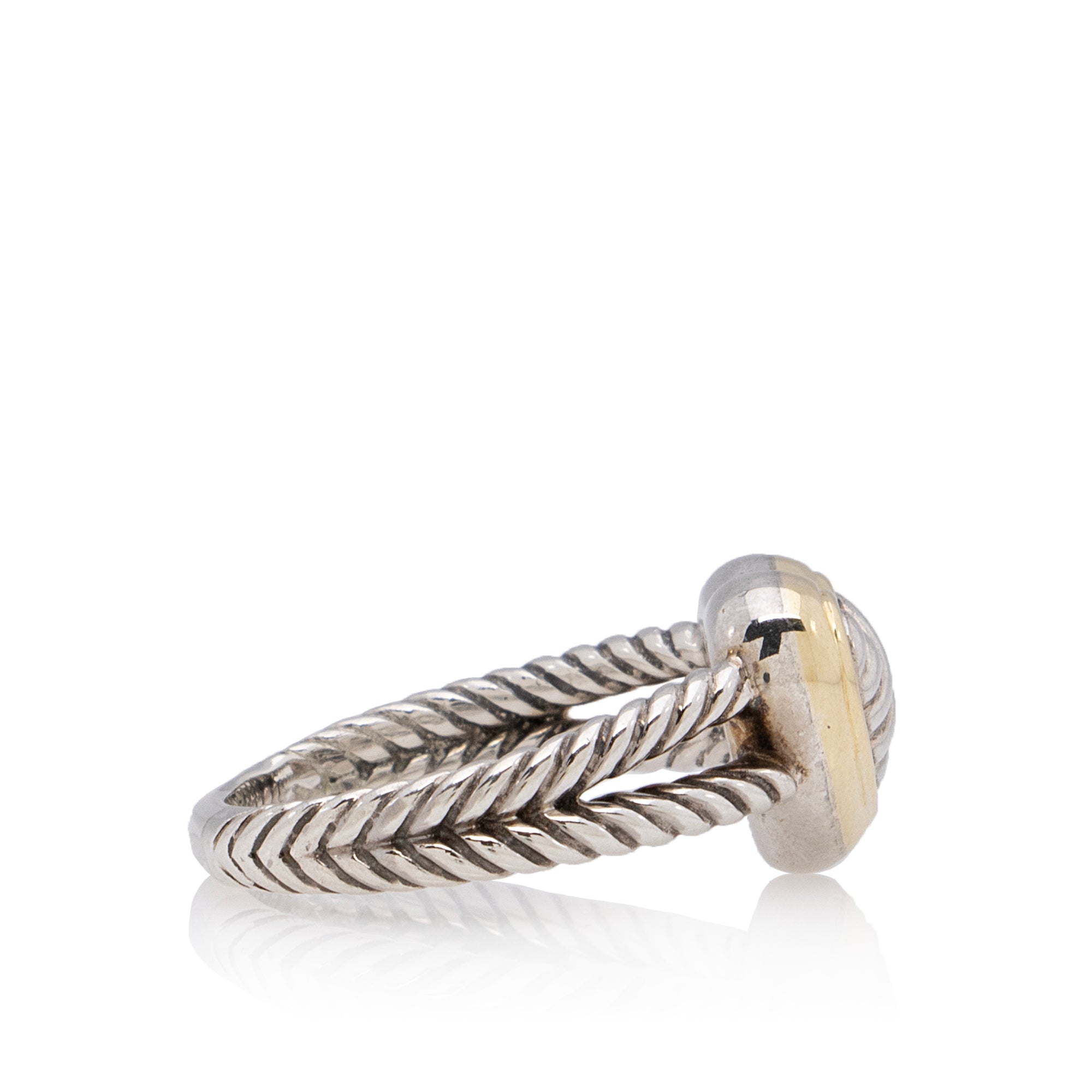 David Yurman 18k Yellow Gold Sterling Silver Cable Heart Ring - Size 9 1/2 (SHF-23184)