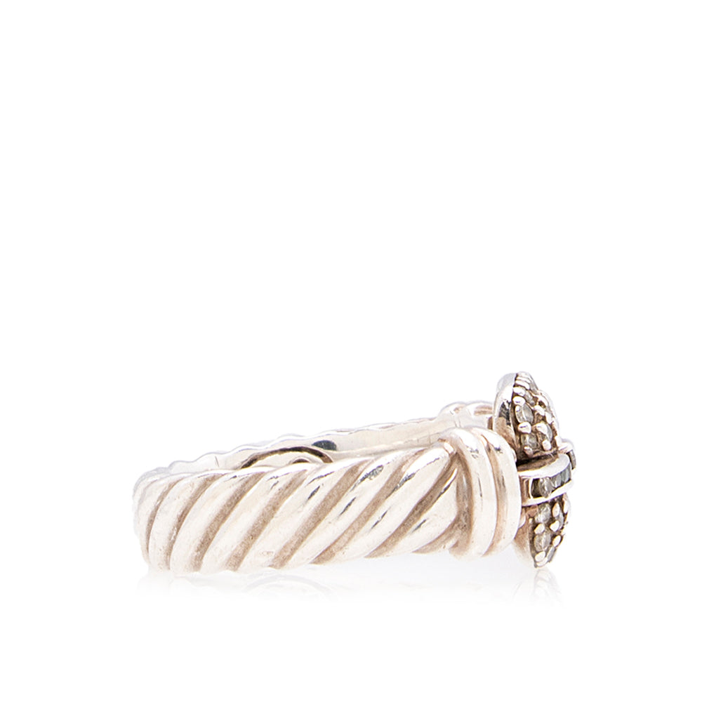 David Yurman Sterling Silver Diamond Buckle Ring - 6 1/2 (SHF-19889)