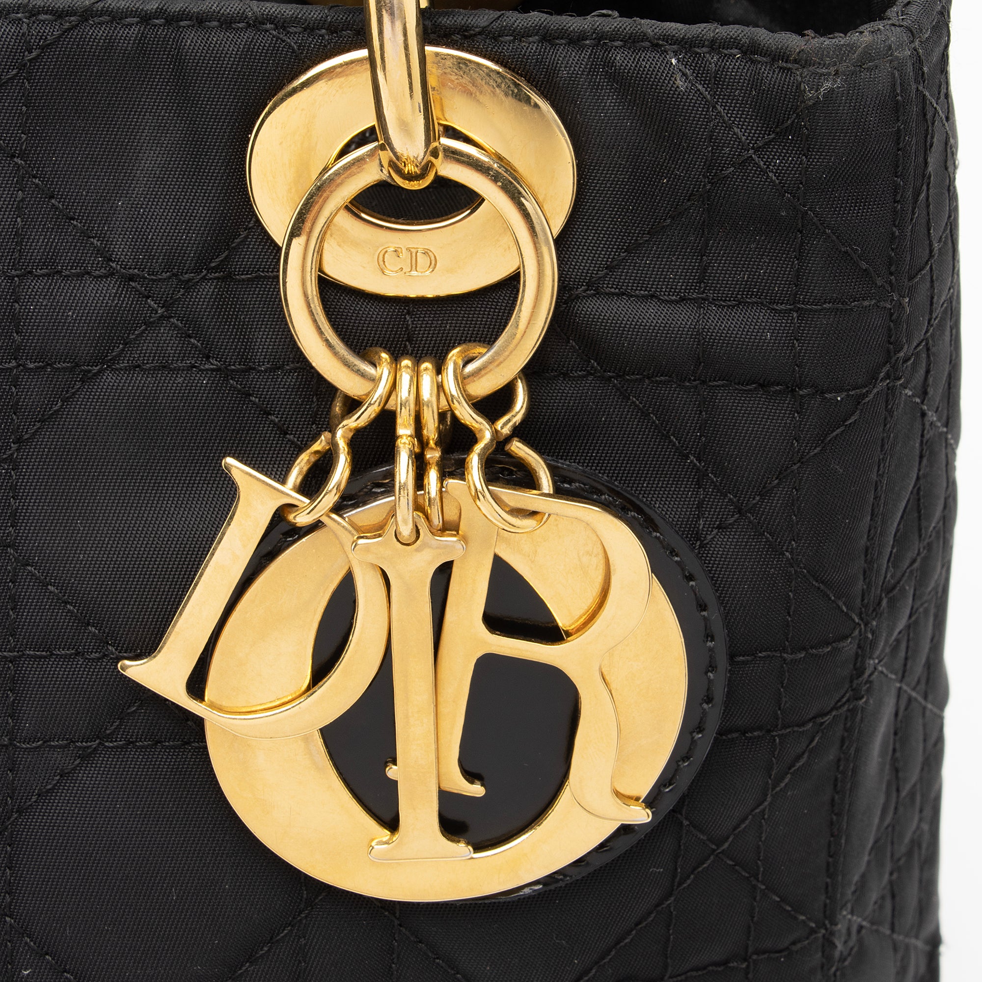 Dior Vintage Nylon Lady Dior Medium Tote (SHF-23881)