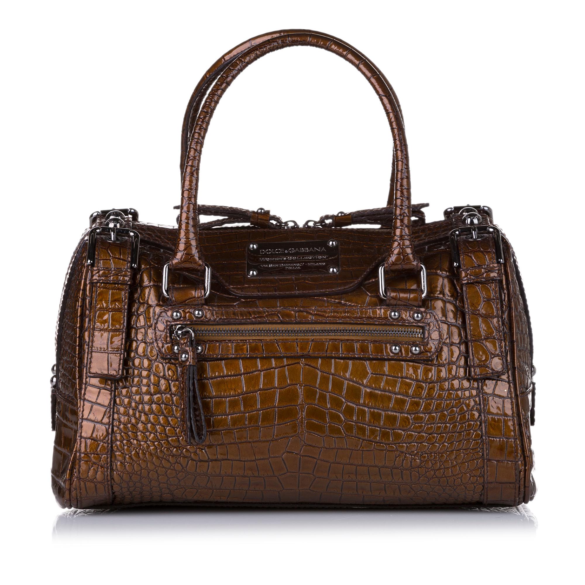 Dolce & Gabbana Miss Easy Way Embossed Leather Boston Bag (SHG-31435)