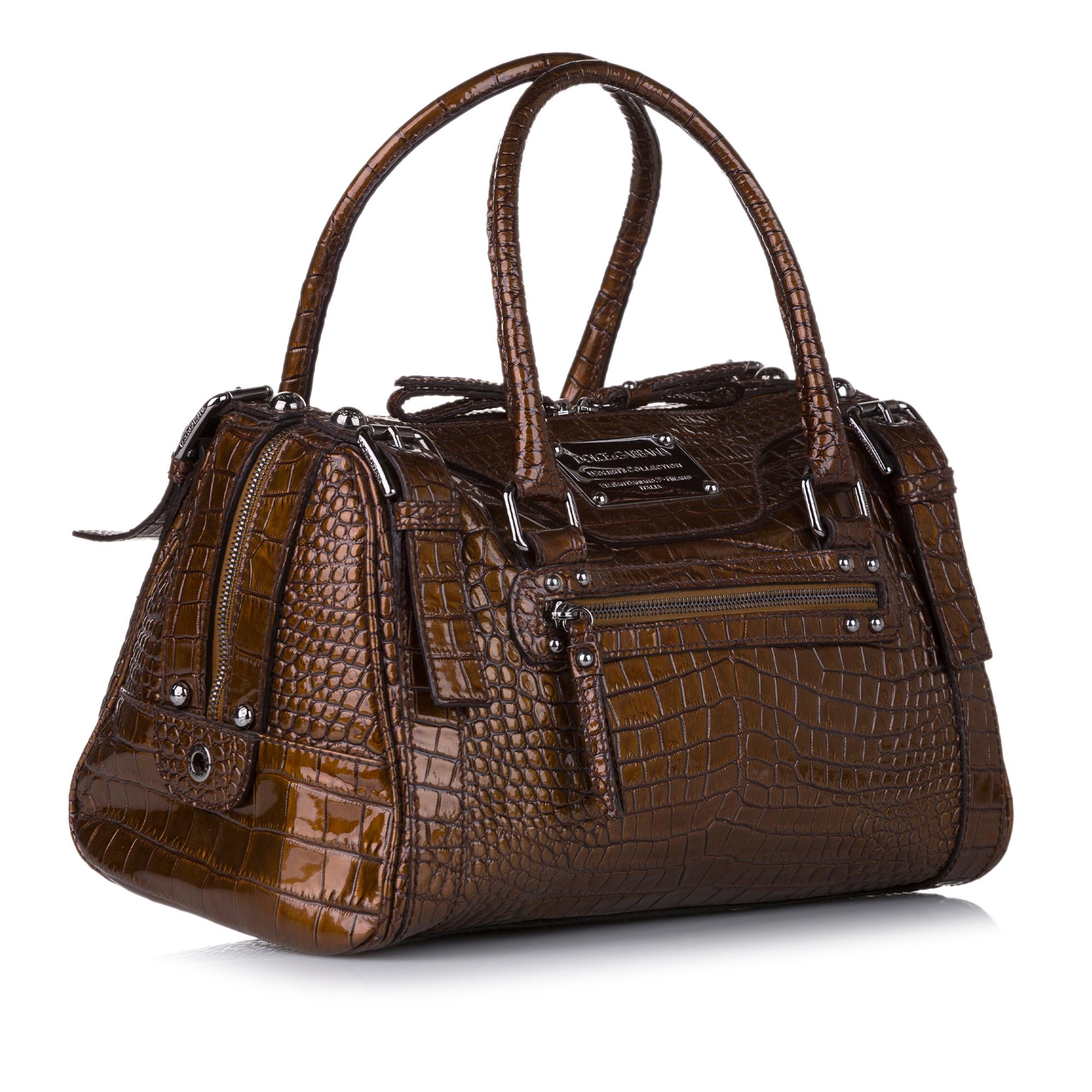Dolce & Gabbana Miss Easy Way Embossed Leather Boston Bag (SHG-31435)