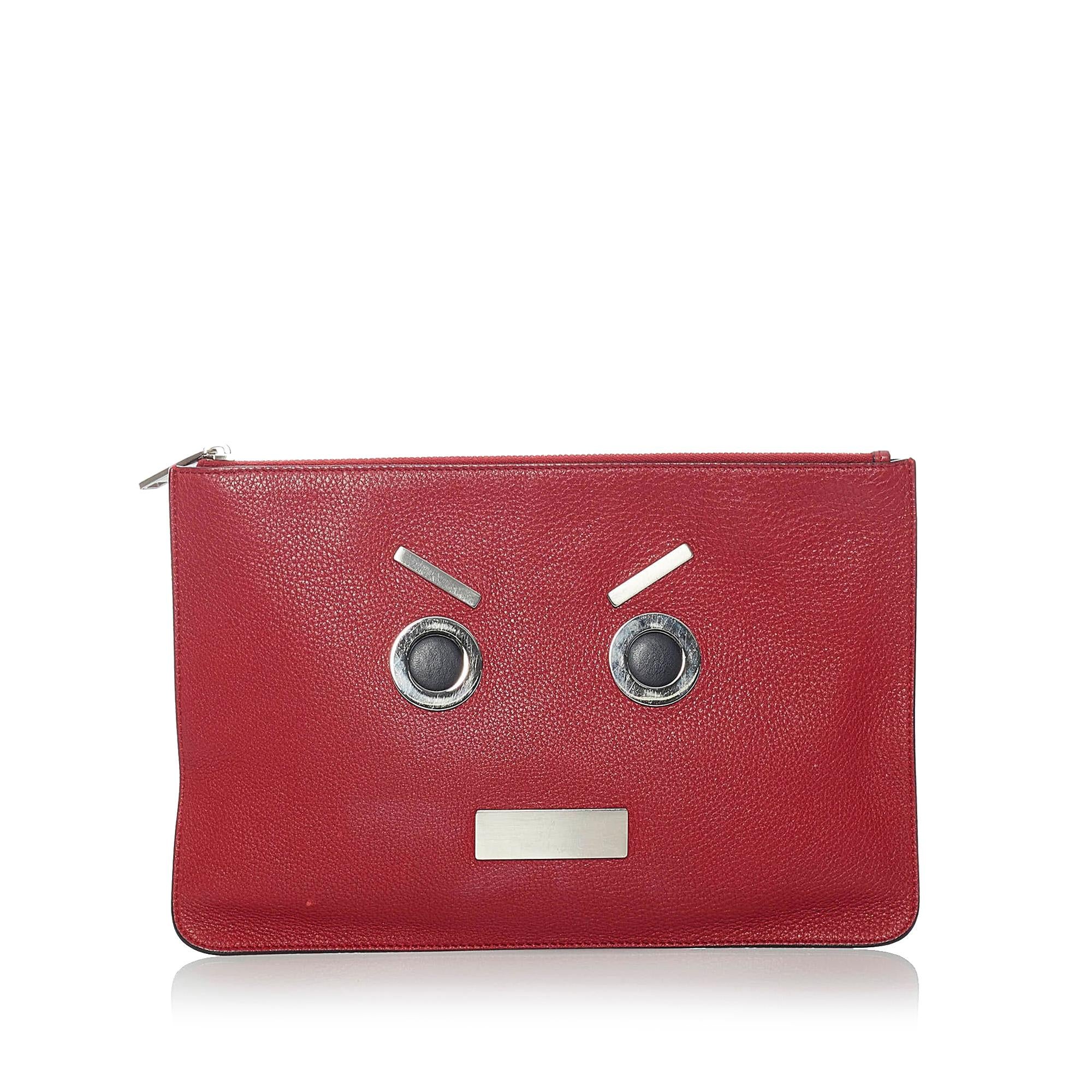 Fendi Face Leather Clutch Bag (SHG-31207)