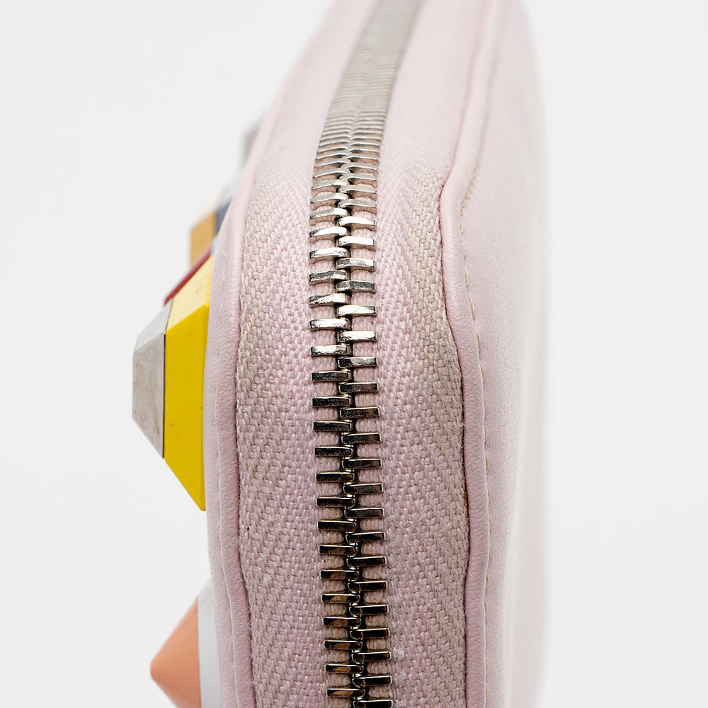 Fendi Leather Multicolor Studded Zip Around Wallet (SHF-17219)