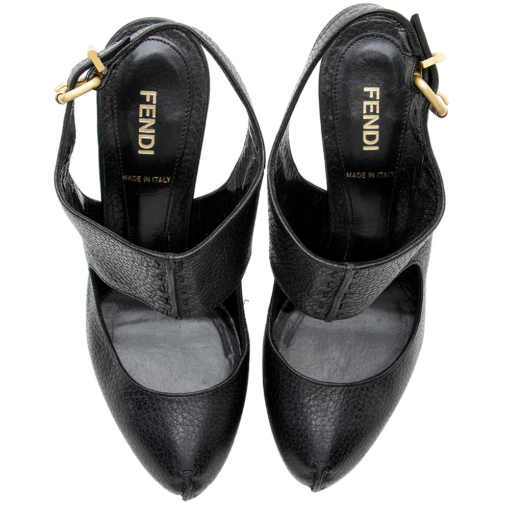 Fendi Leather Slingback Pumps - Size 6.5 / 36.5 (SHF-18130)