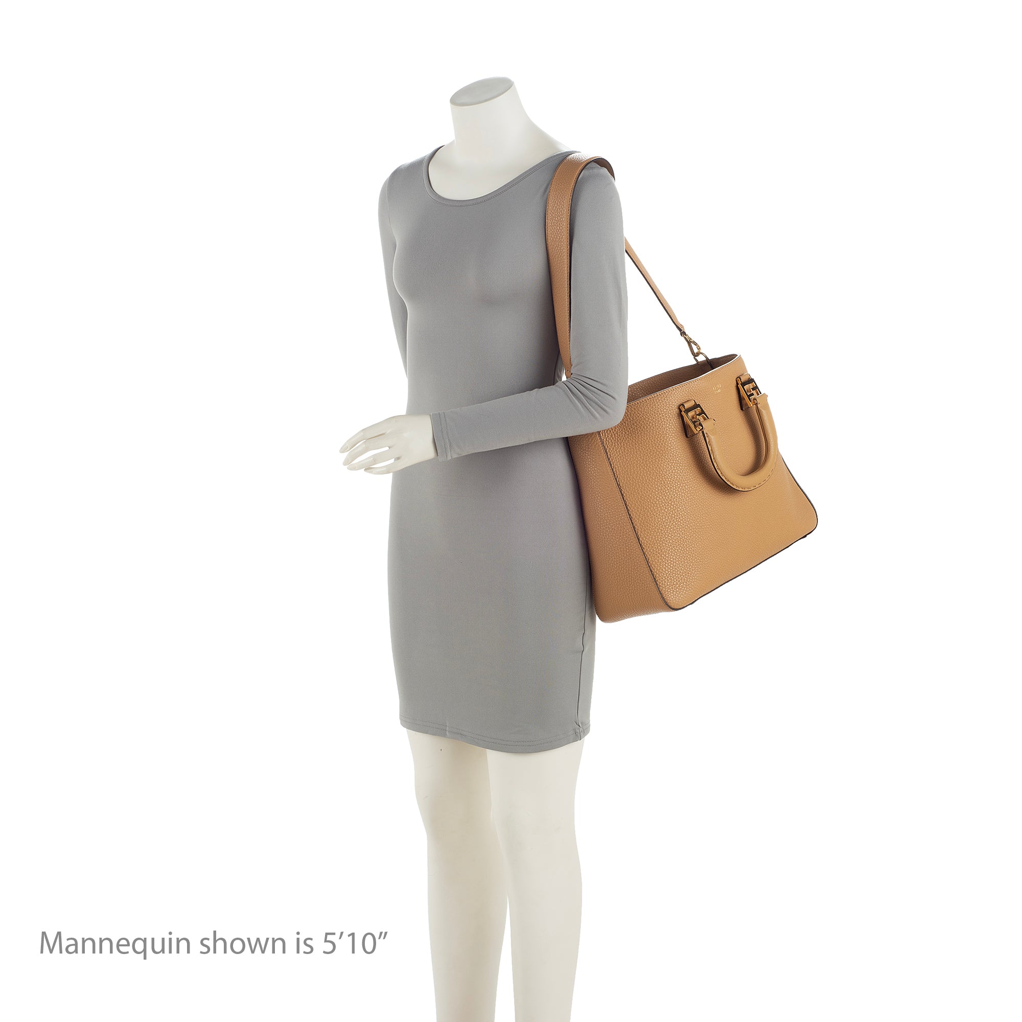 Fendi Calfskin Romano Selleria FF Handle Medium Tote (SHF-23375)