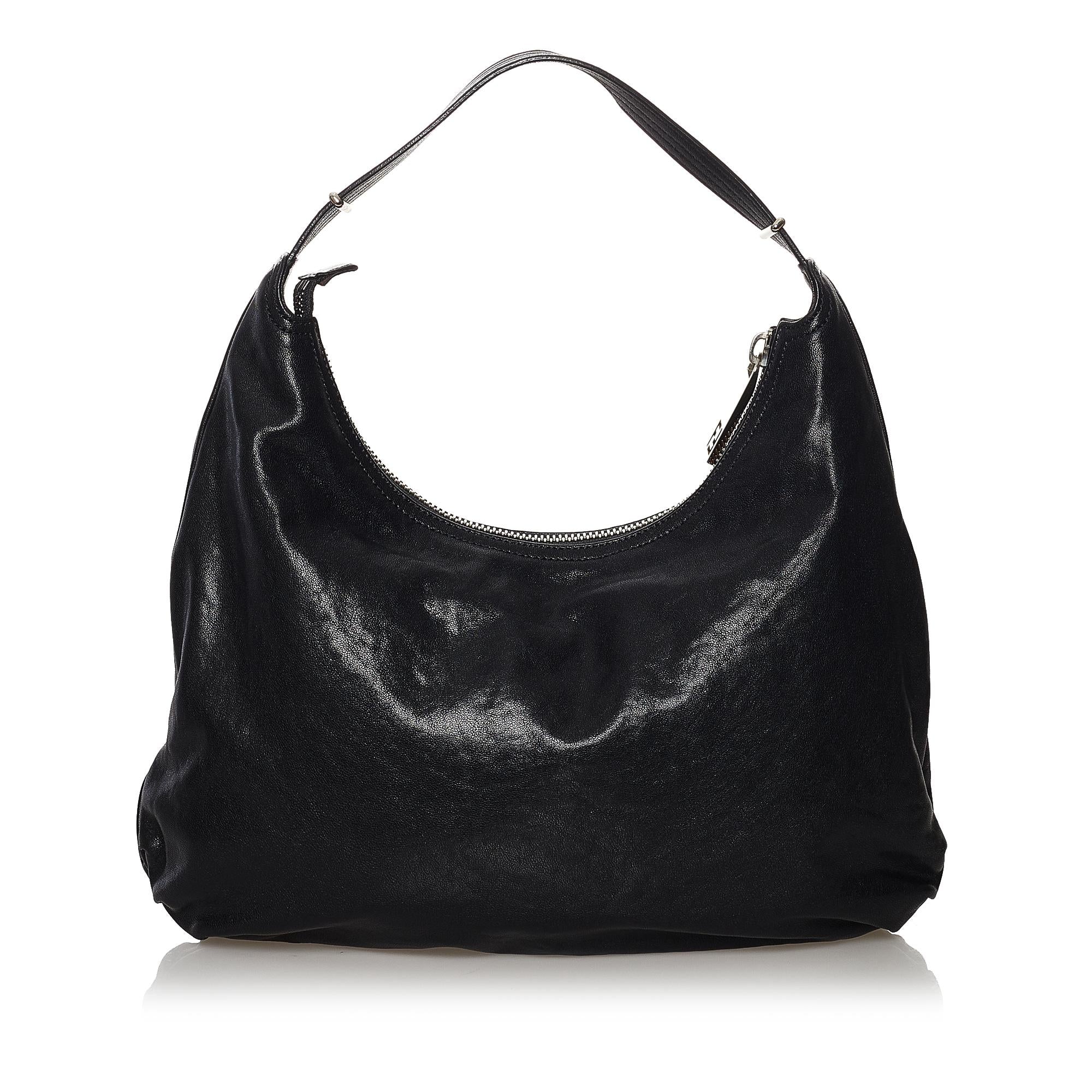 Fendi Unzipped Leather Hobo Bag (SHG-32868)