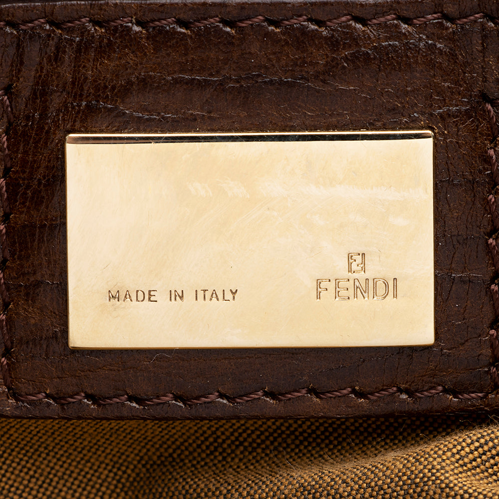 Fendi Vintage Embroidered Canvas Du Jour Tote (SHF-20442)