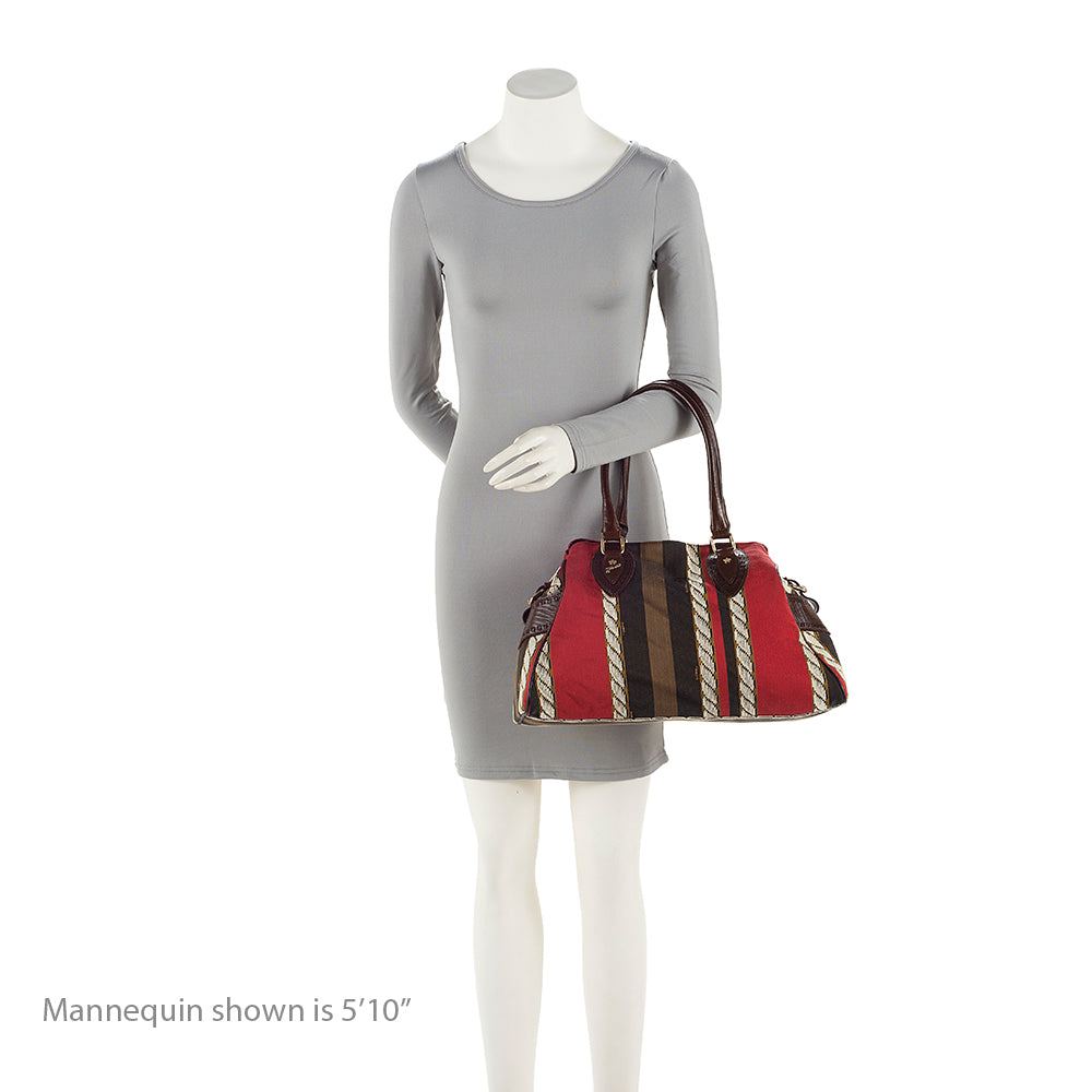 Fendi Vintage Embroidered Canvas Du Jour Tote (SHF-20442)