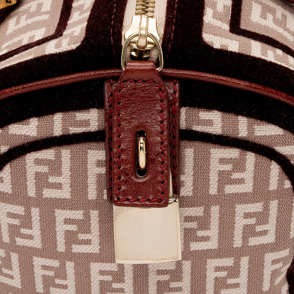 Fendi Zucchino Velvet Small Boston Satchel (SHF-18601)