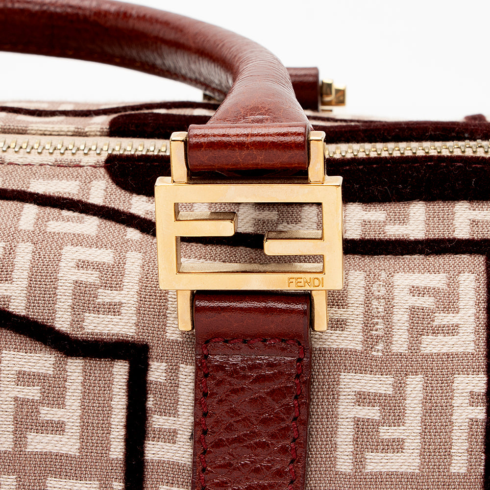 Fendi Zucchino Velvet Small Boston Satchel (SHF-18601)