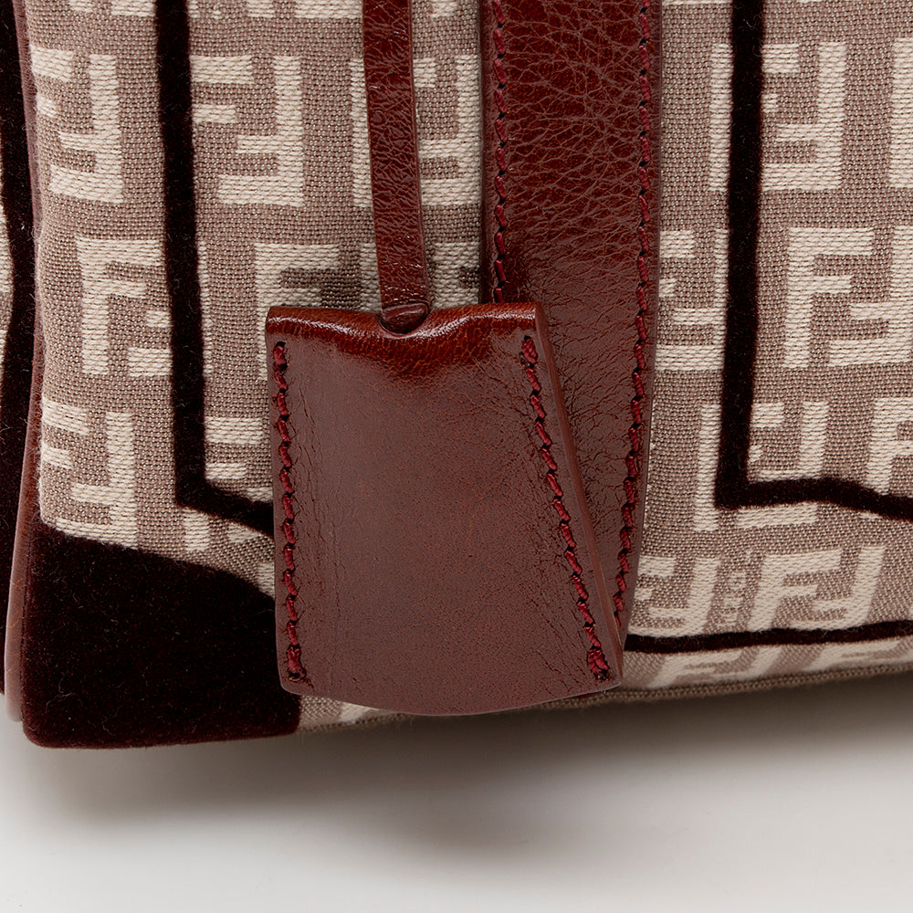 Fendi Zucchino Velvet Small Boston Satchel (SHF-18601)
