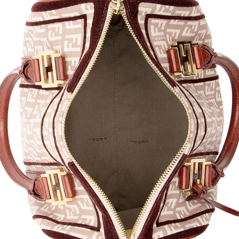 Fendi Zucchino Velvet Small Boston Satchel (SHF-18601)