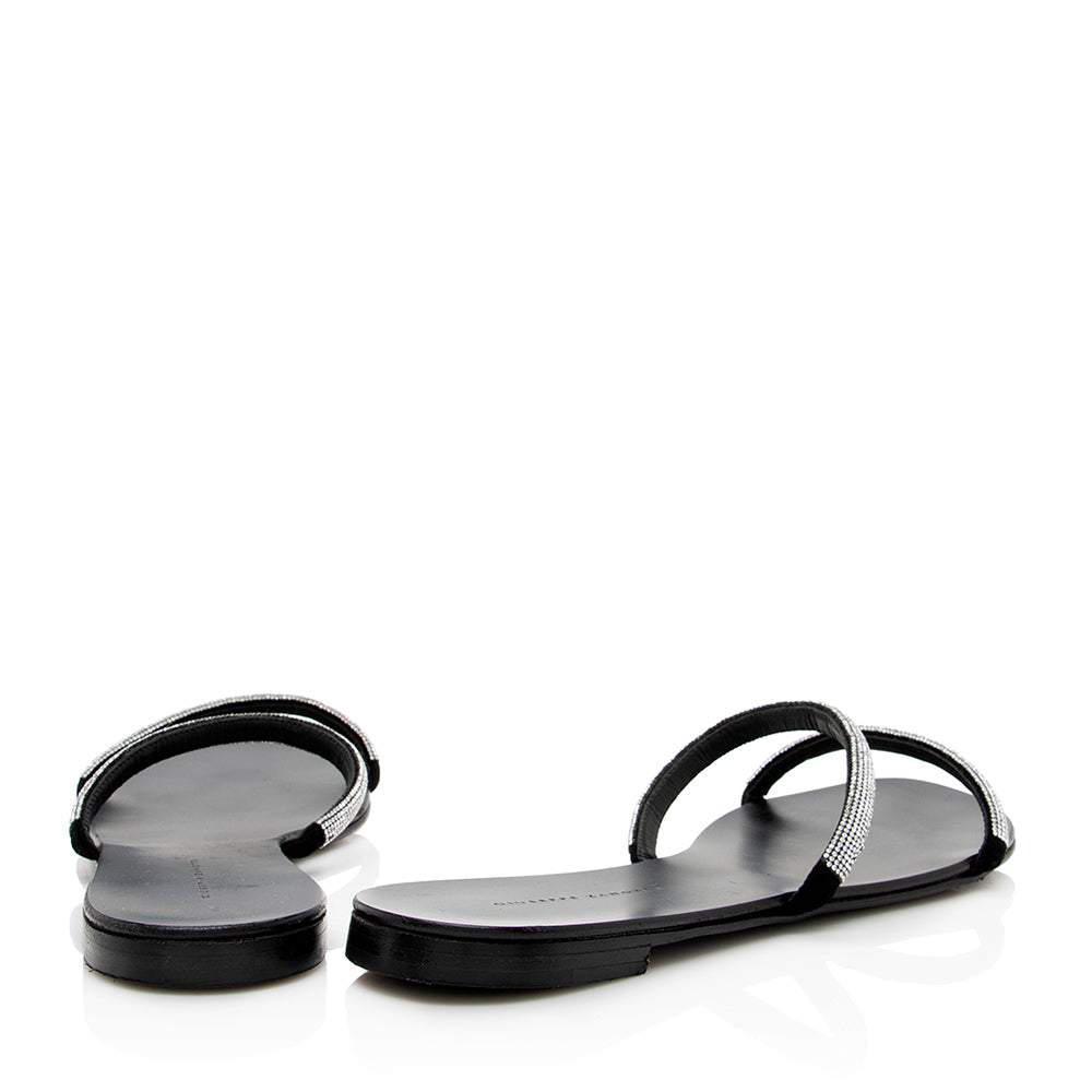 Giuseppe Zanotti Leather Crystal Croisette Sandals - Size 9 / 39 (SHF-18727)