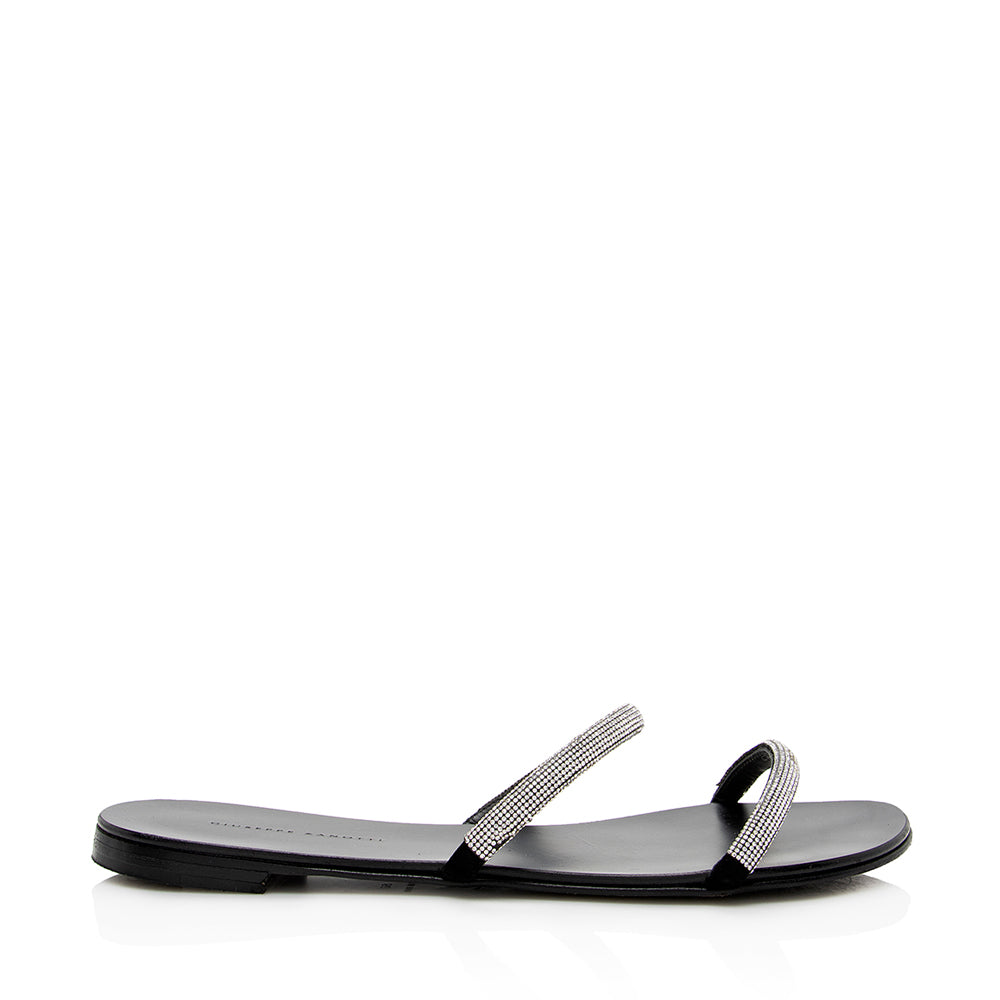 Giuseppe Zanotti Leather Crystal Croisette Sandals - Size 9 / 39 (SHF-18727)