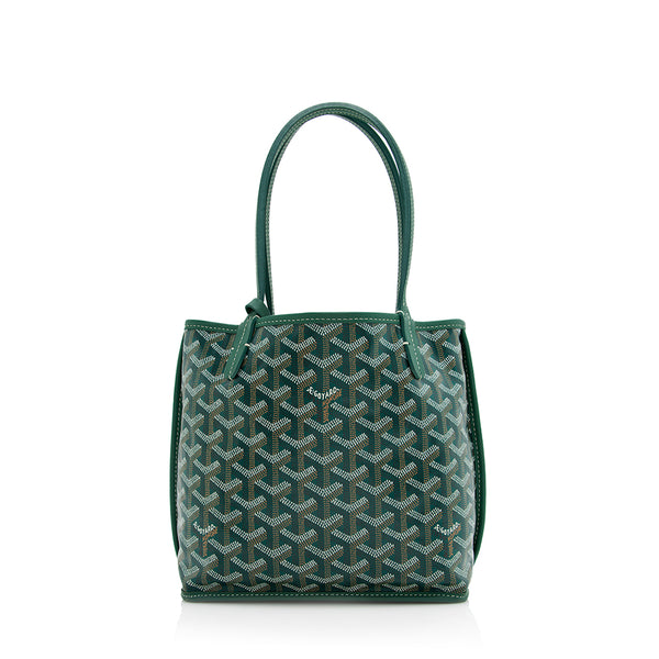 Pre-owned Goyard Anjou Leather Tote In Green