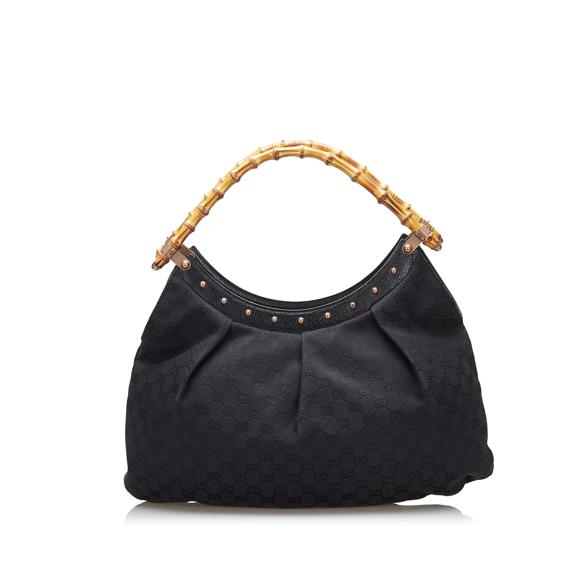 Gucci Bamboo GG Canvas Hobo Bag (SHG-yNeroE)