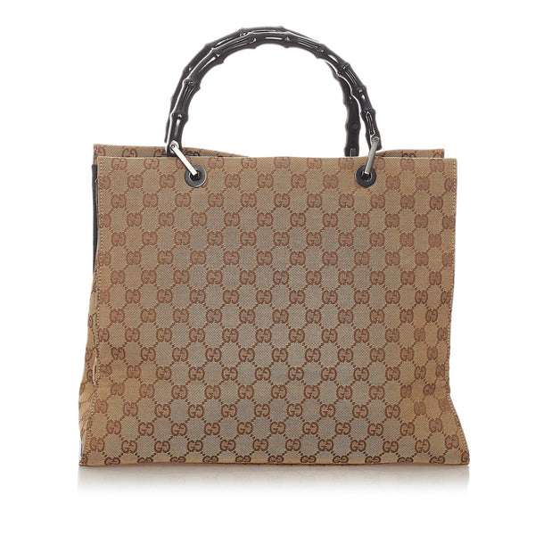 Gucci Bamboo GG Canvas Tote Bag (SHG-27361)