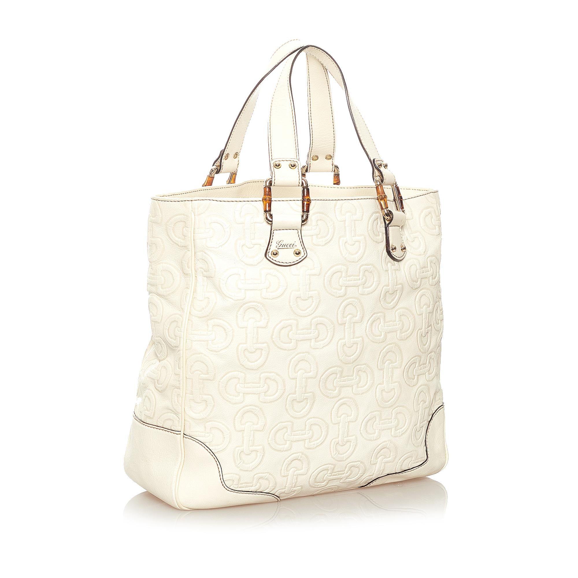 Gucci Bamboo Horsebit Leather Tote Bag (SHG-27252)