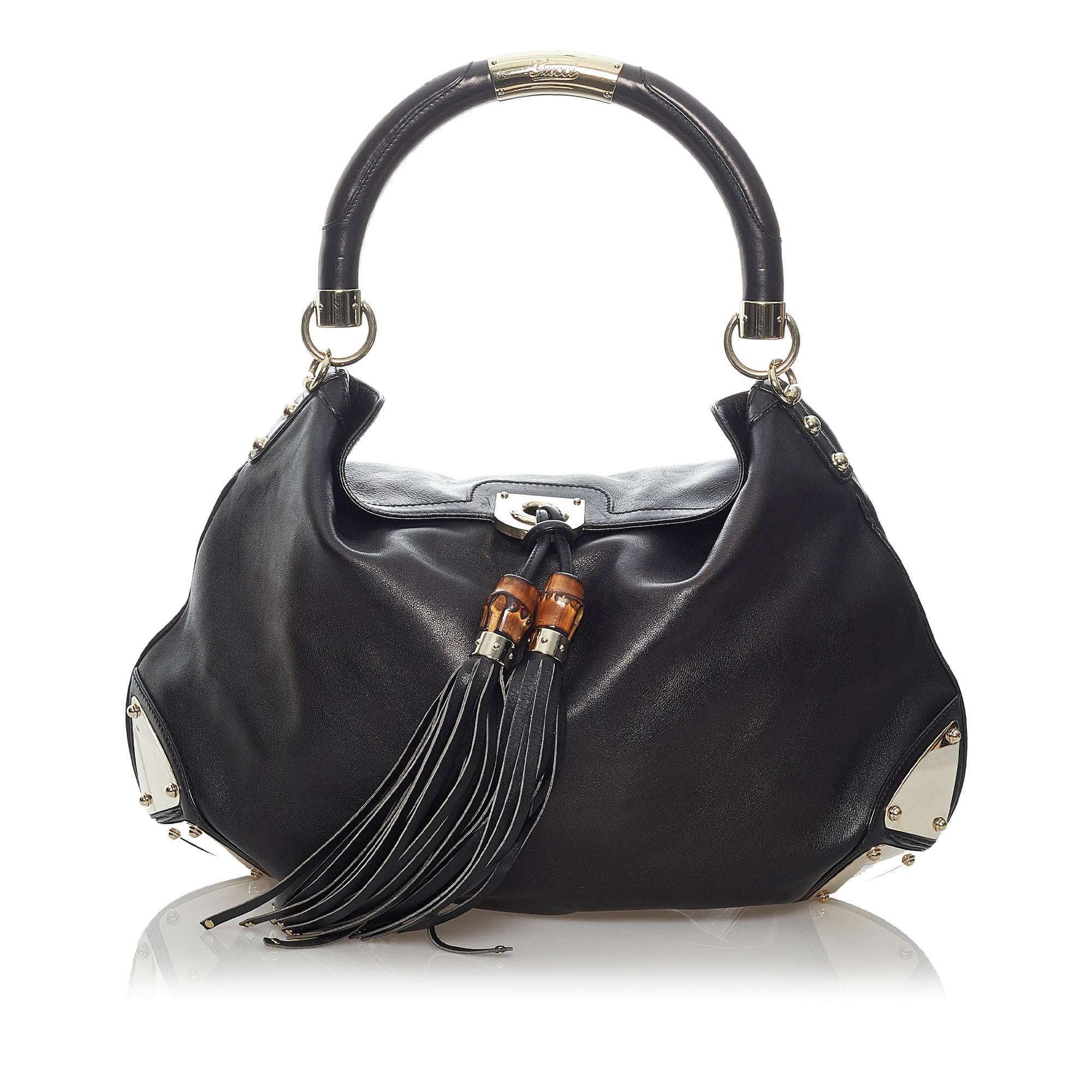 Gucci Bamboo Indy Leather Hobo Bag (SHG-29680)