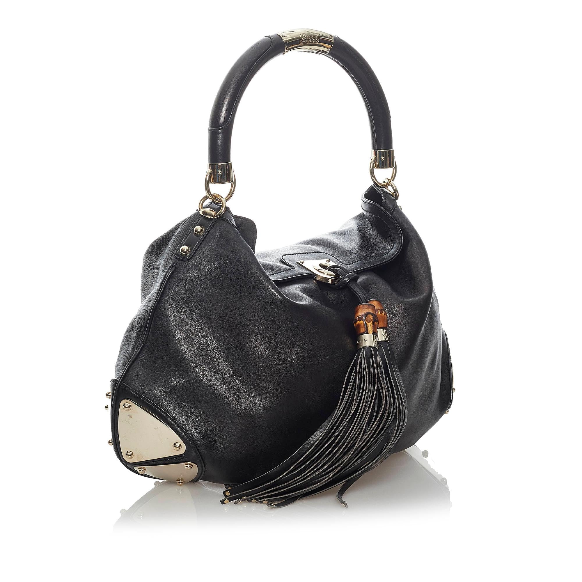 Gucci Bamboo Indy Leather Hobo Bag (SHG-29680)