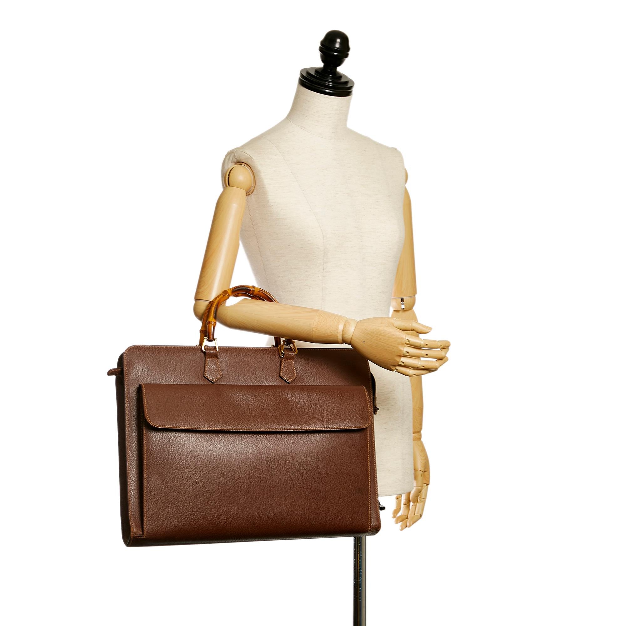 Gucci Bamboo Leather Briefcase (SHG-32849)