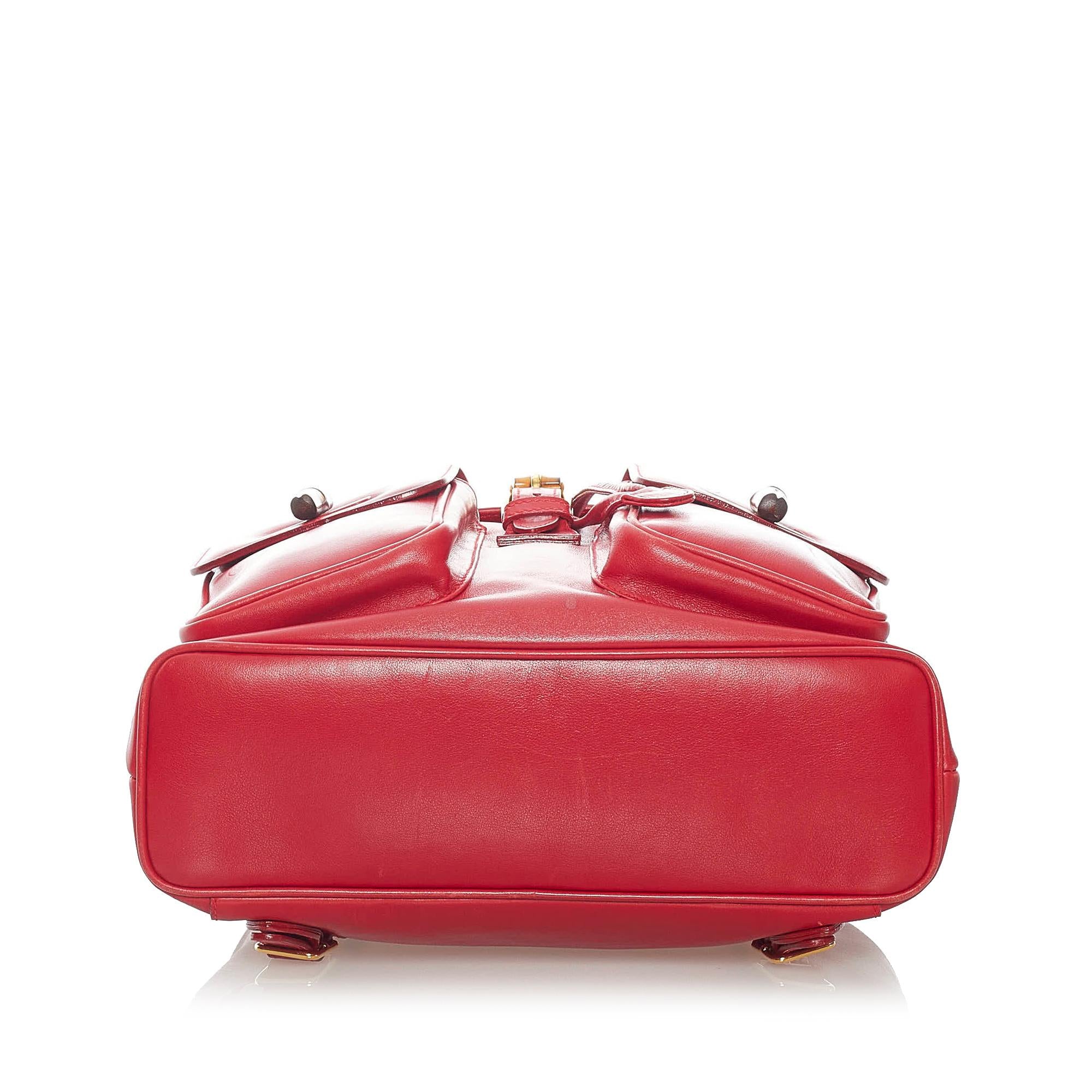 Gucci Bamboo Leather Drawstring Backpack (SHG-32864)