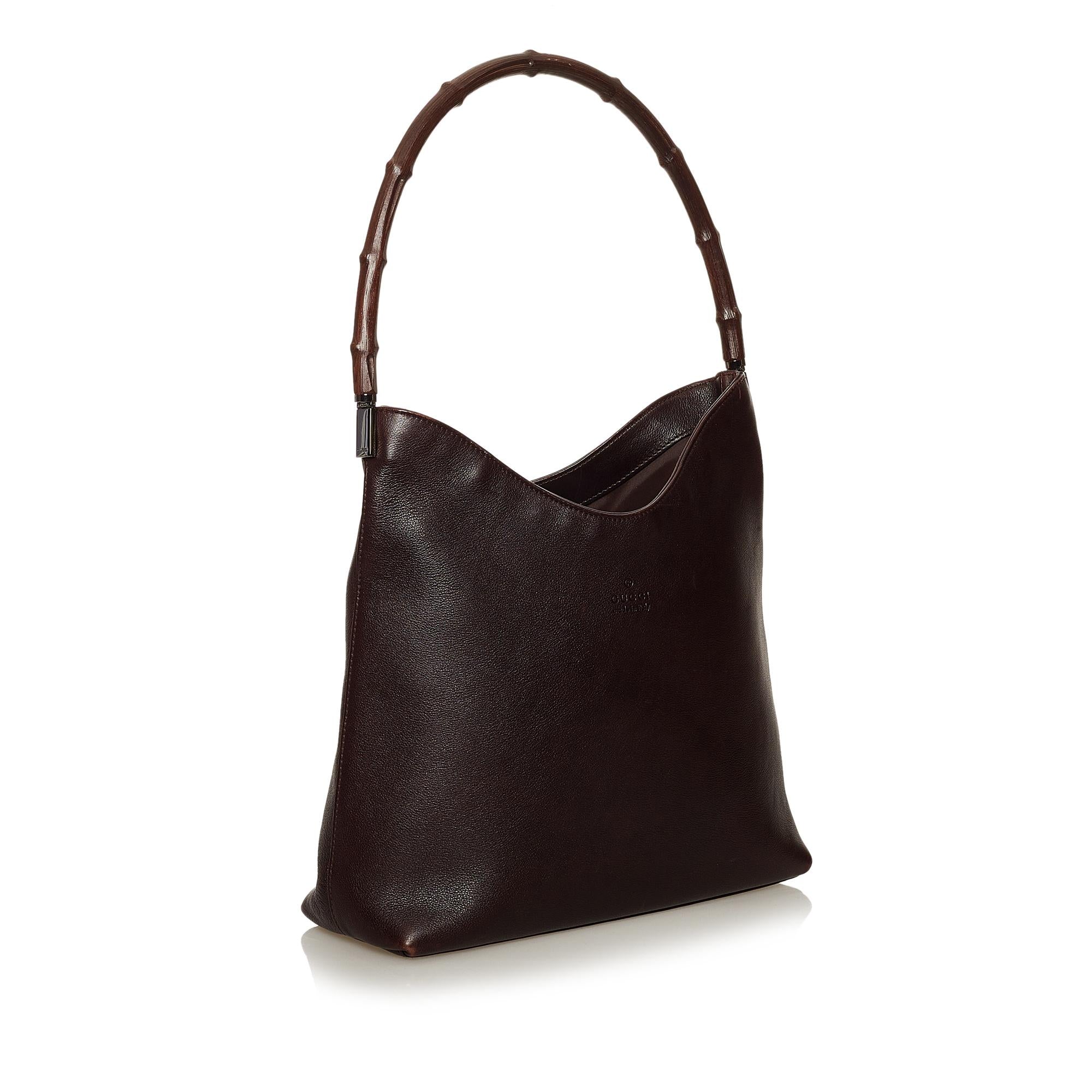 Gucci Bamboo Leather Shoulder Bag (SHG-28393)
