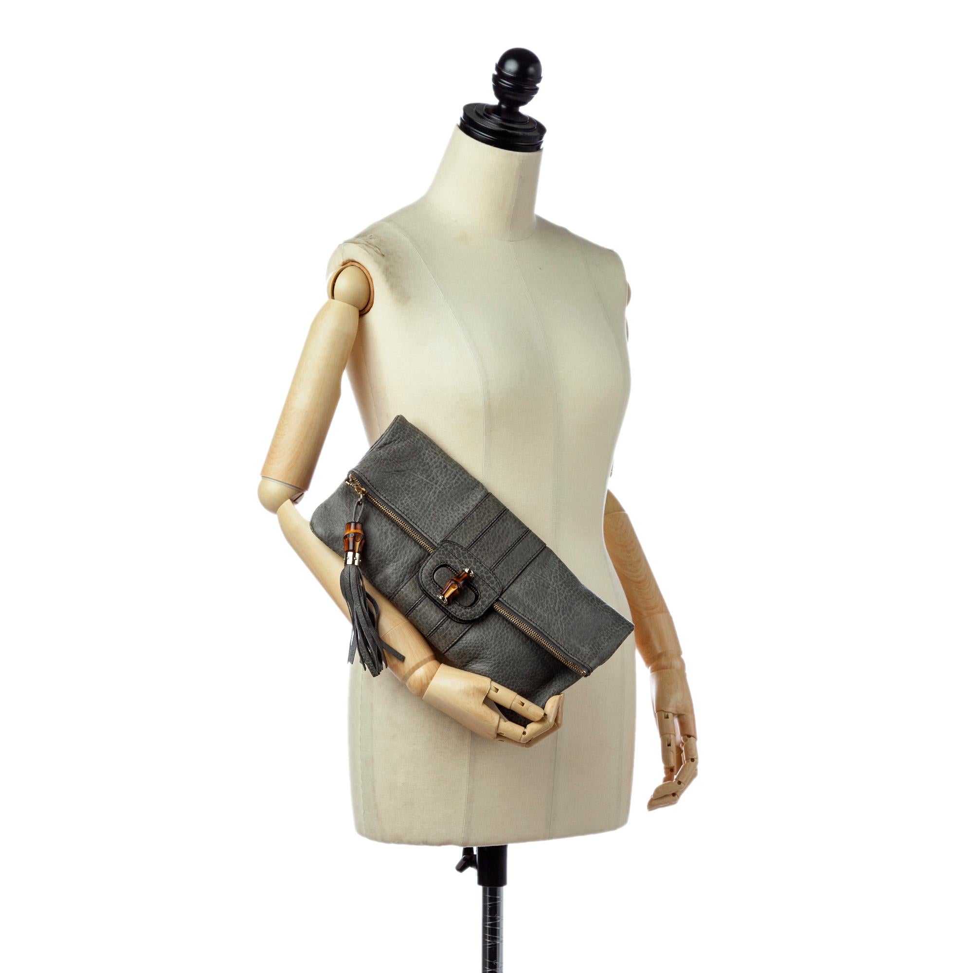 Gucci Bamboo Lucy Leather Clutch Bag (SHG-28447)