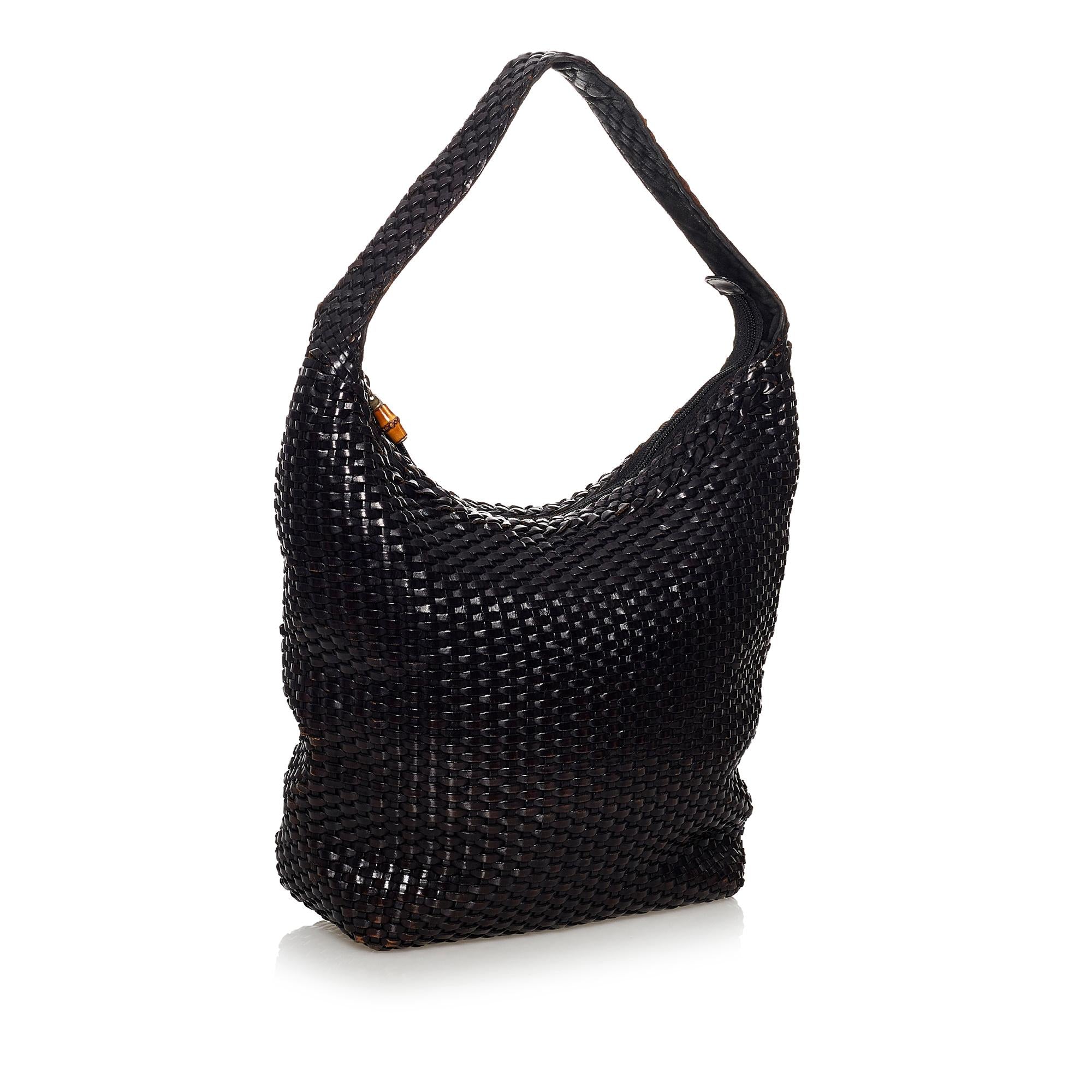 Gucci Bamboo Weaved Leather Shoulder Bag (SHG-31075)