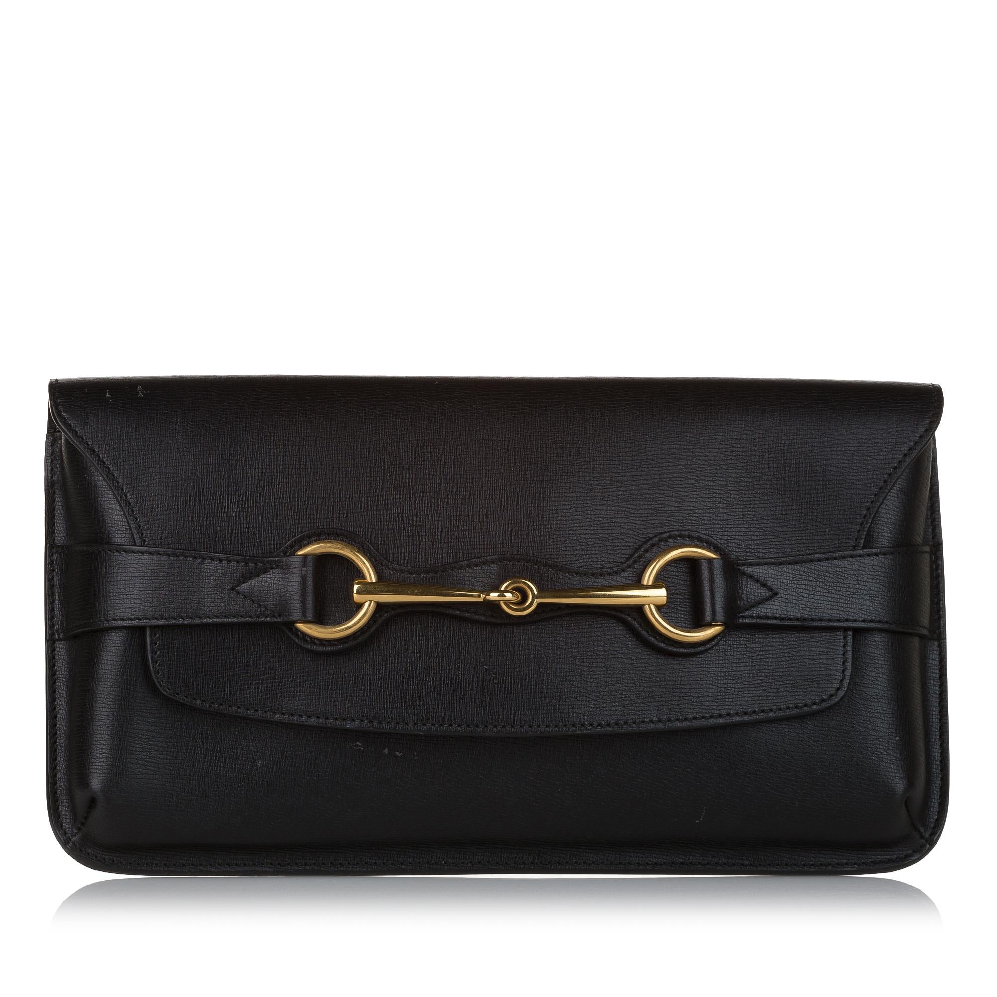 Gucci Bright Bit Leather Clutch Bag (SHG-32760)