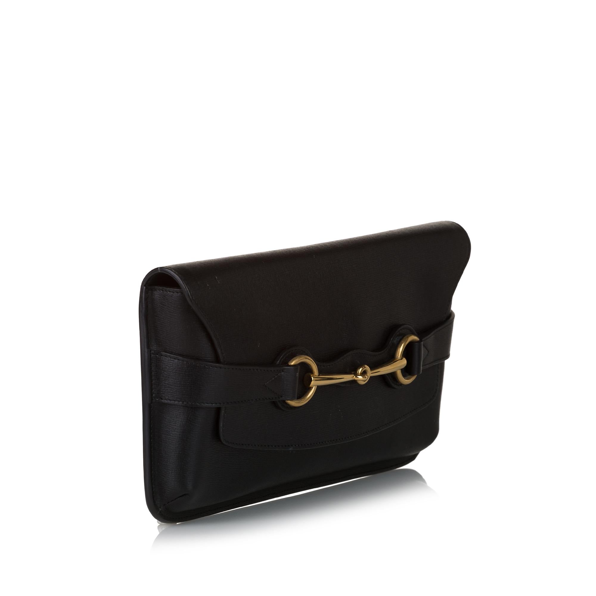 Gucci Bright Bit Leather Clutch Bag (SHG-32760)