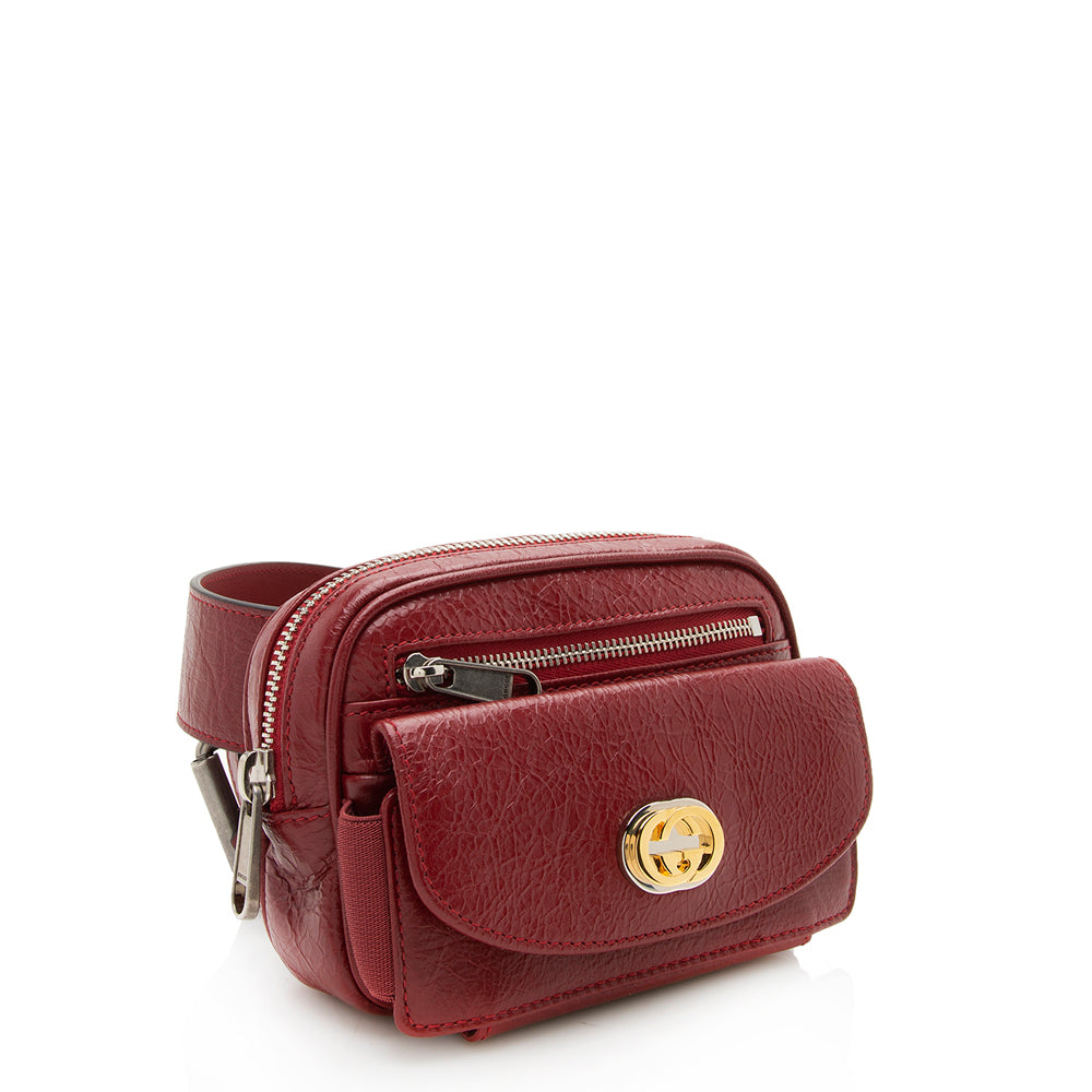 Gucci Cracked Calfskin Morpheus Belt Bag - Size 28 / 70 (SHF-12356)