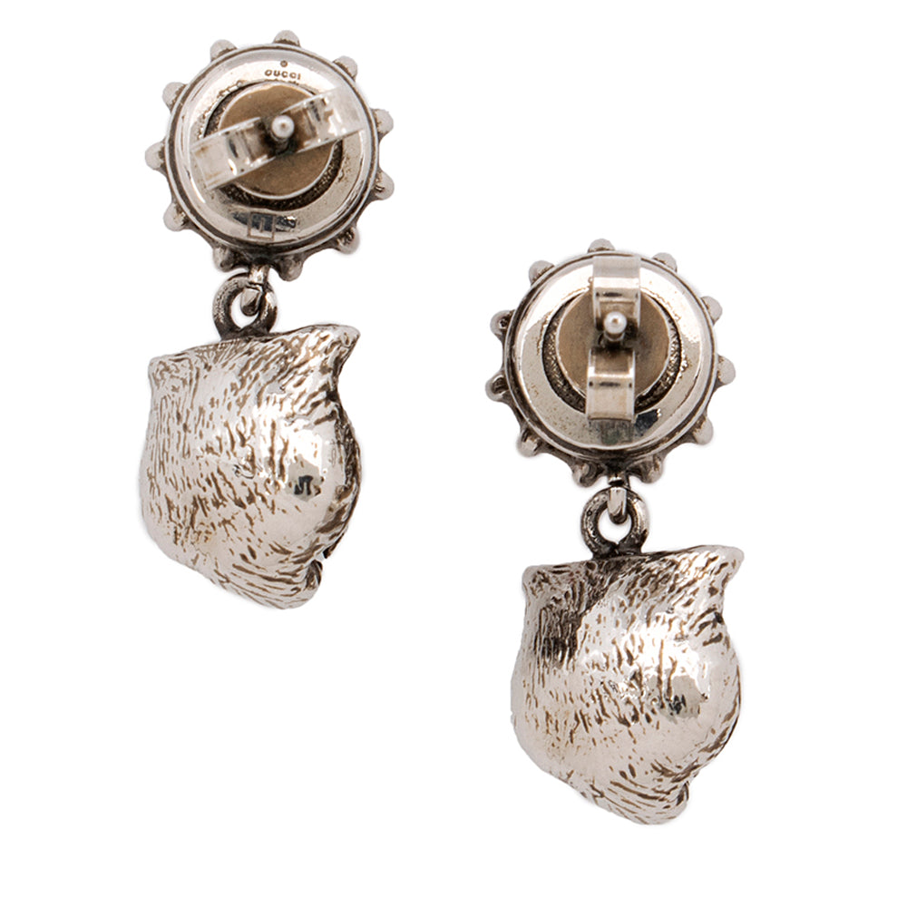 Gucci Crystal Feline Head Stud Earrings (SHF-20708)