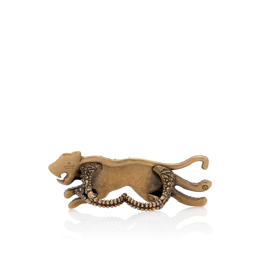Gucci Crystal Panther Double Finger Ring (SHF-21903)
