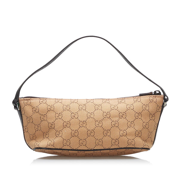 Gucci Beige/Brown GG Canvas and Leather Boat Pochette Bag