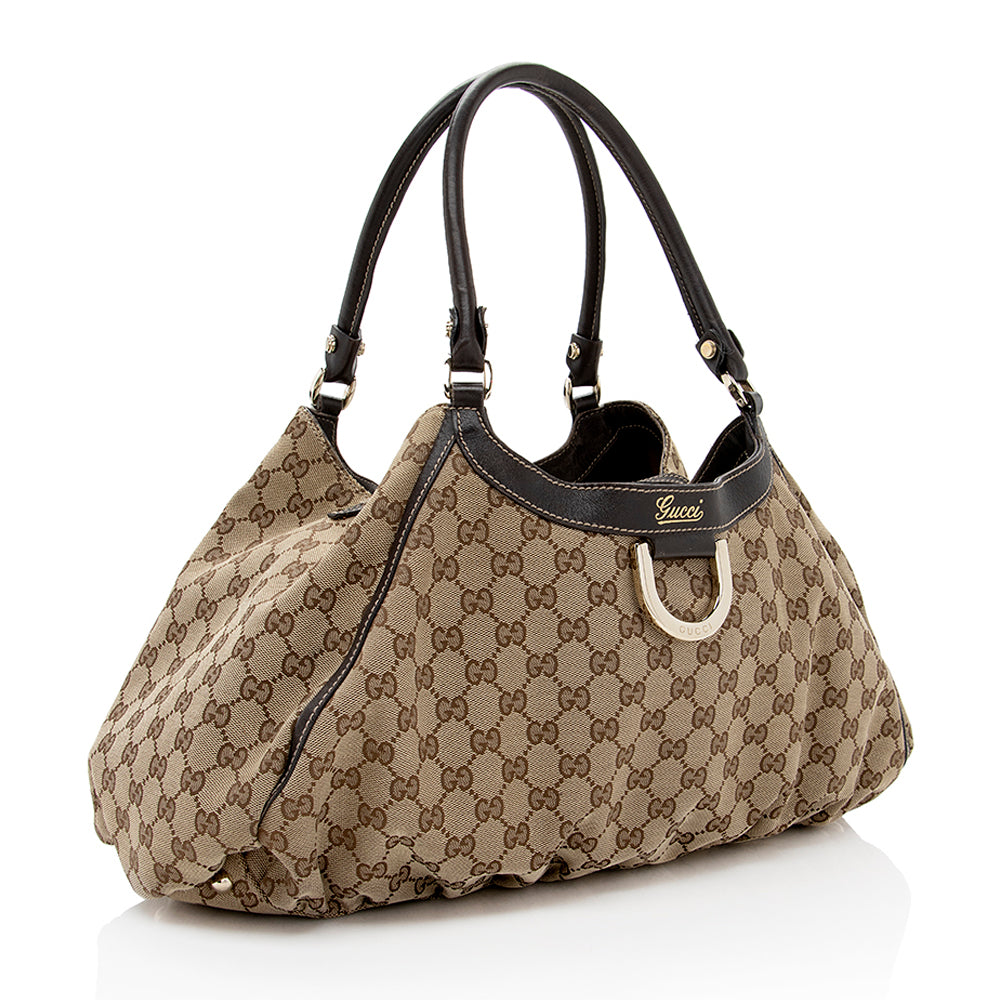 Gucci GG Canvas D Ring Large Hobo - FINAL SALE (SHF-17633)