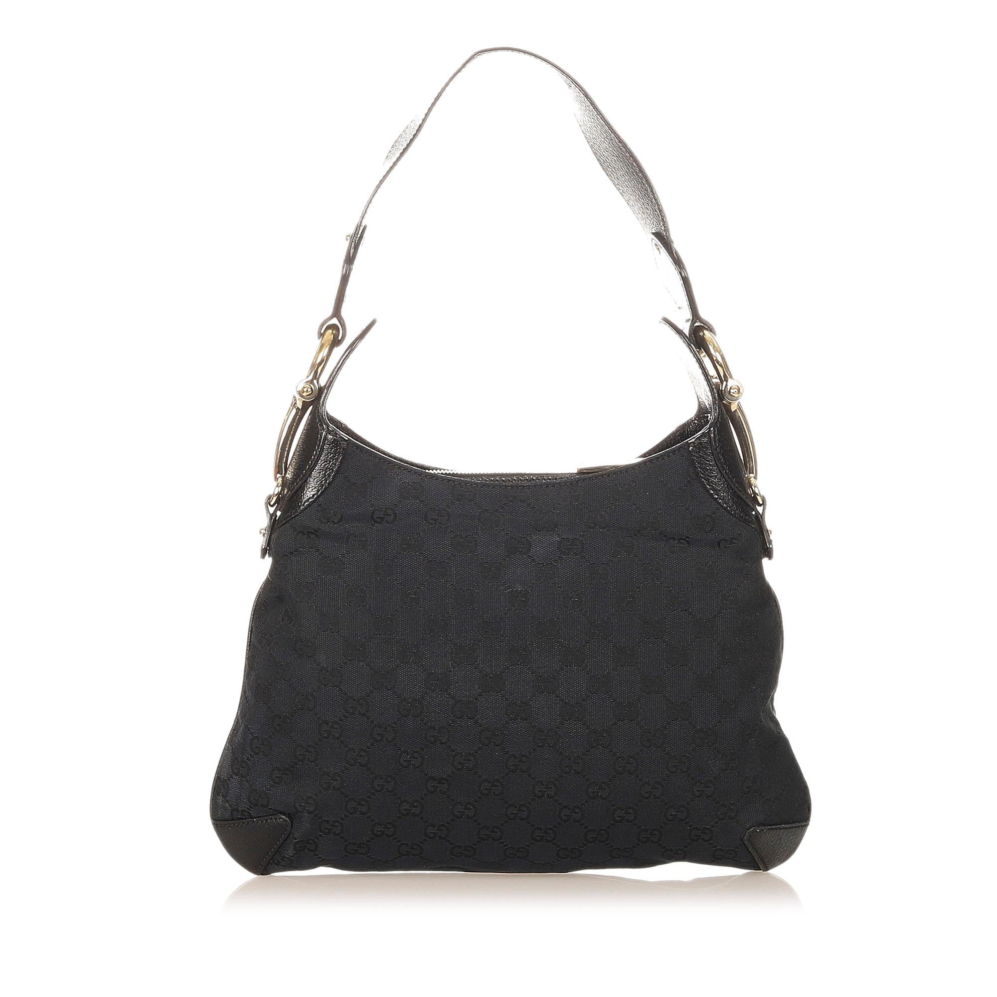 Gucci GG Canvas Horsebit Creole Shoulder Bag (SHG-32128)