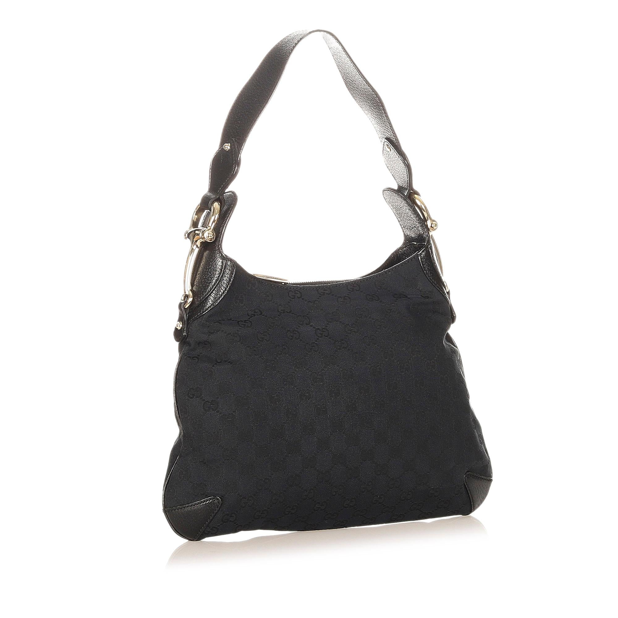 Gucci GG Canvas Horsebit Creole Shoulder Bag (SHG-32128)