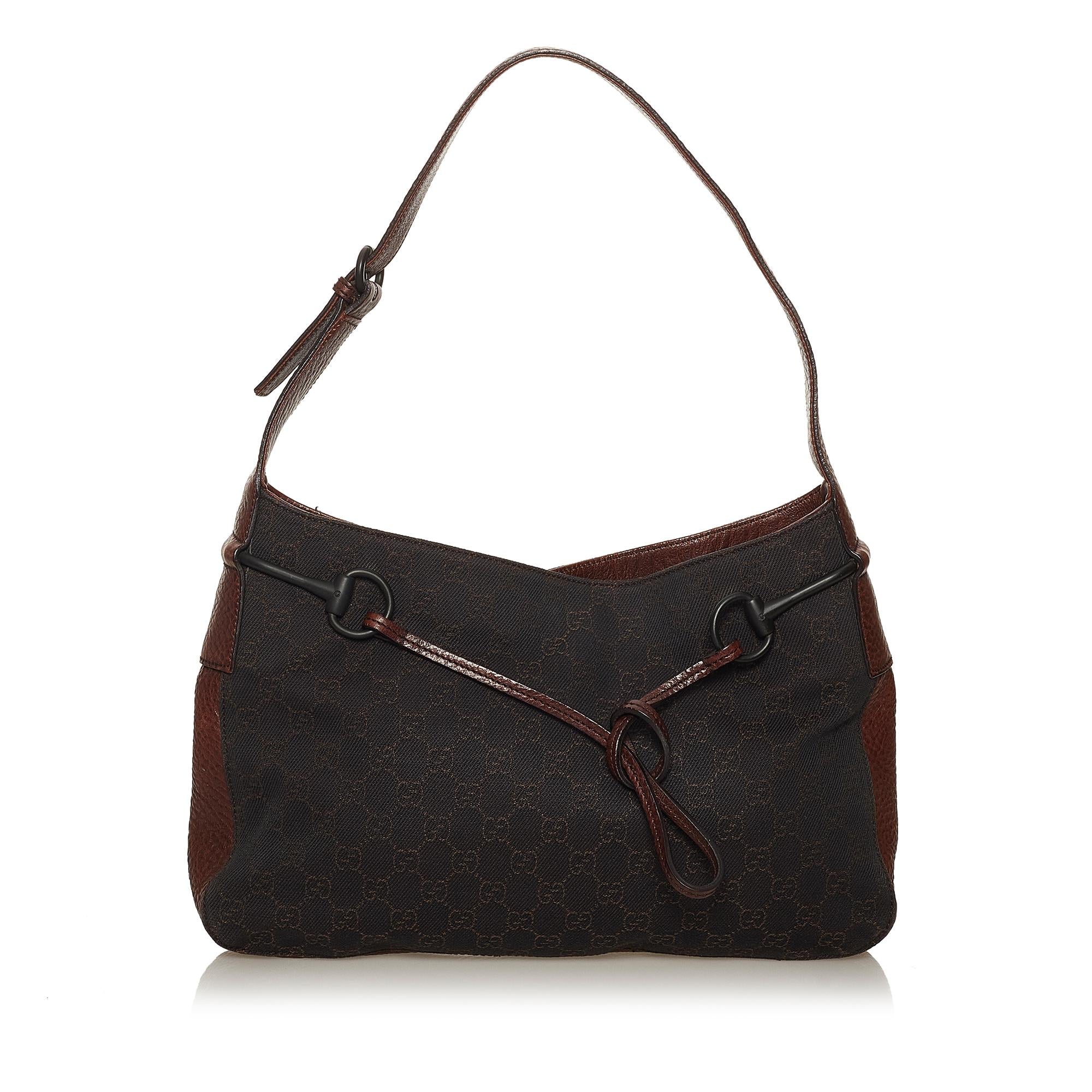Gucci GG Canvas Horsebit Shoulder Bag (SHG-29071)