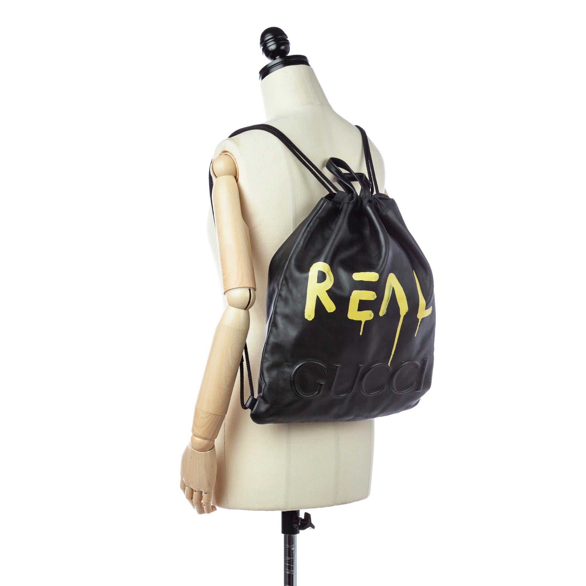 Gucci Gucci Ghost Drawstring Leather Backpack (SHG-32464)