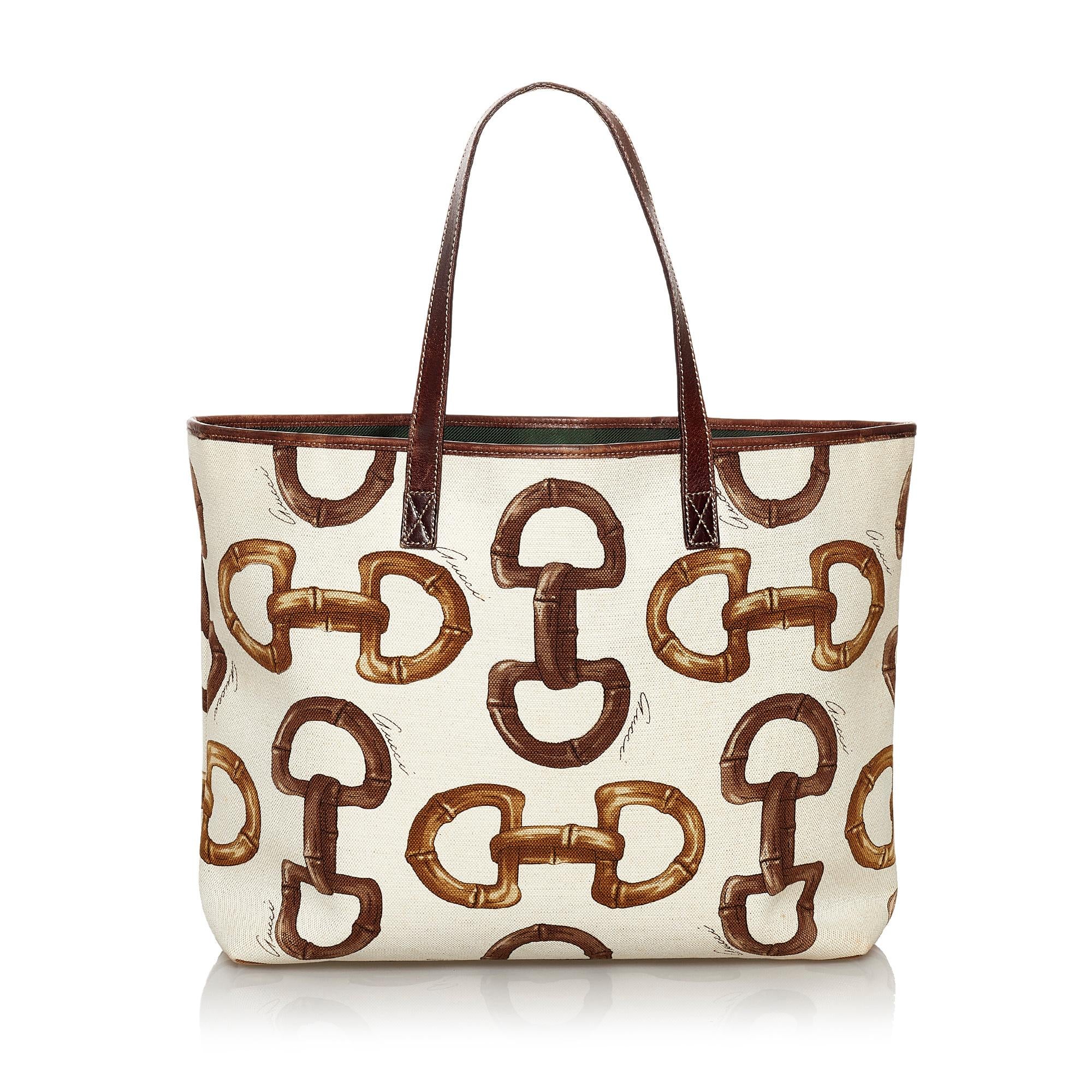 Gucci Horsebit Print Canvas Tote Bag (SHG-29942)