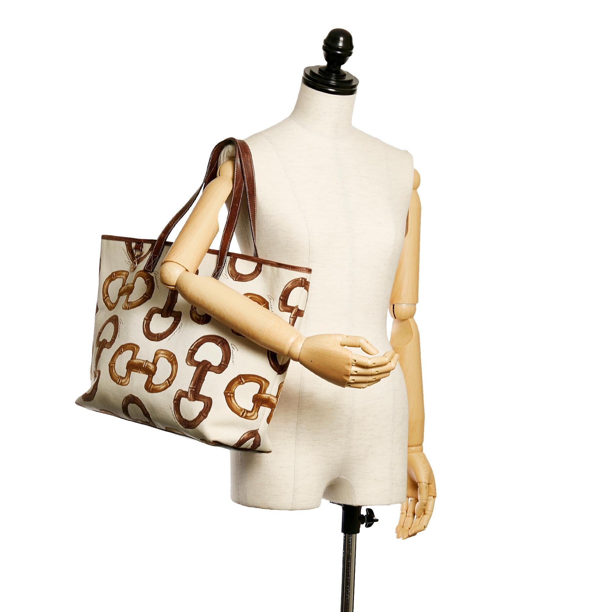 Gucci Horsebit Print Canvas Tote Bag (SHG-29942)