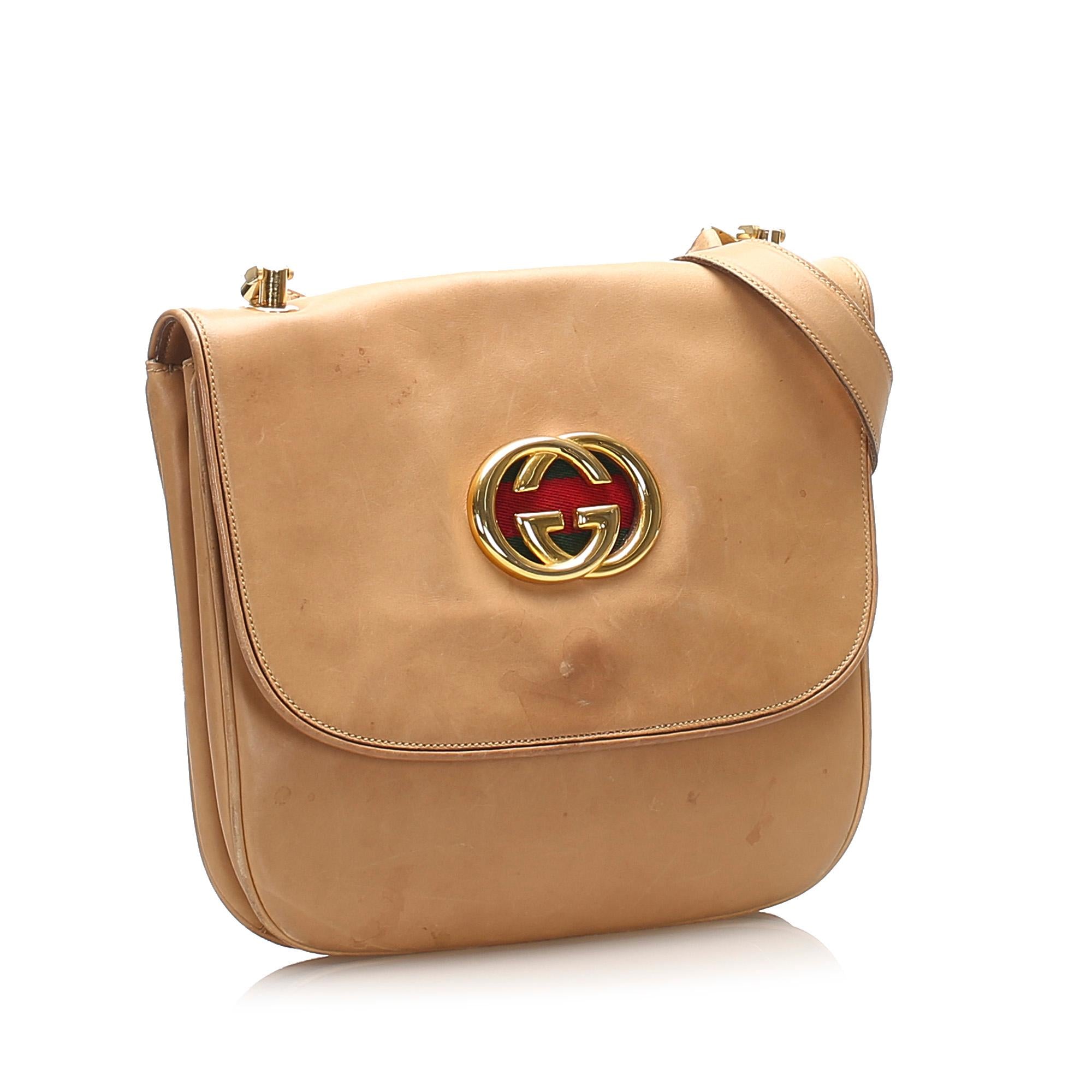 Gucci Interlocking G Chain Leather Shoulder Bag (SHG-11797)